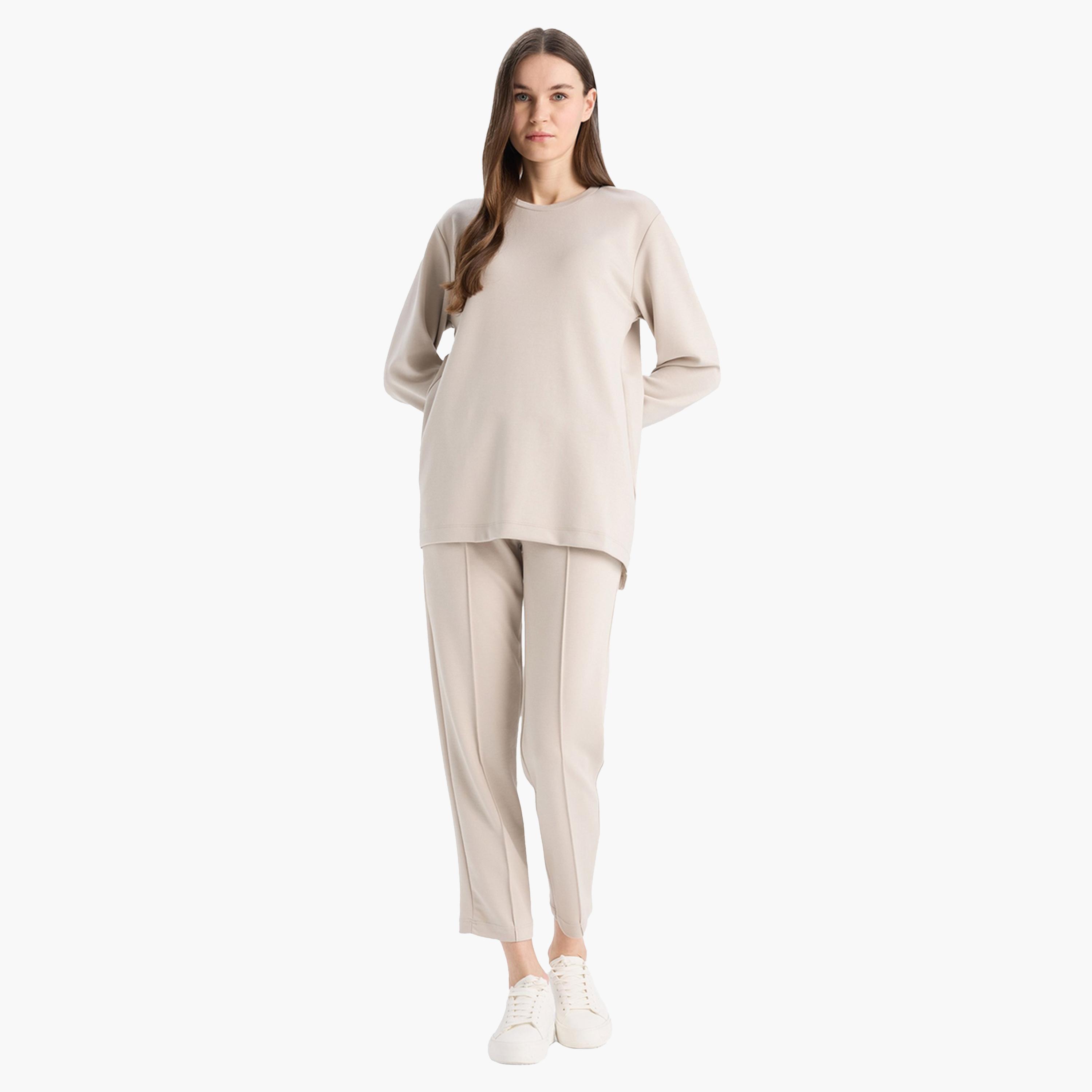 DeFacto X Styli Women Beige Regular Fit Flexible Waist Pant-women-clothing-bottoms-trousers-image-4