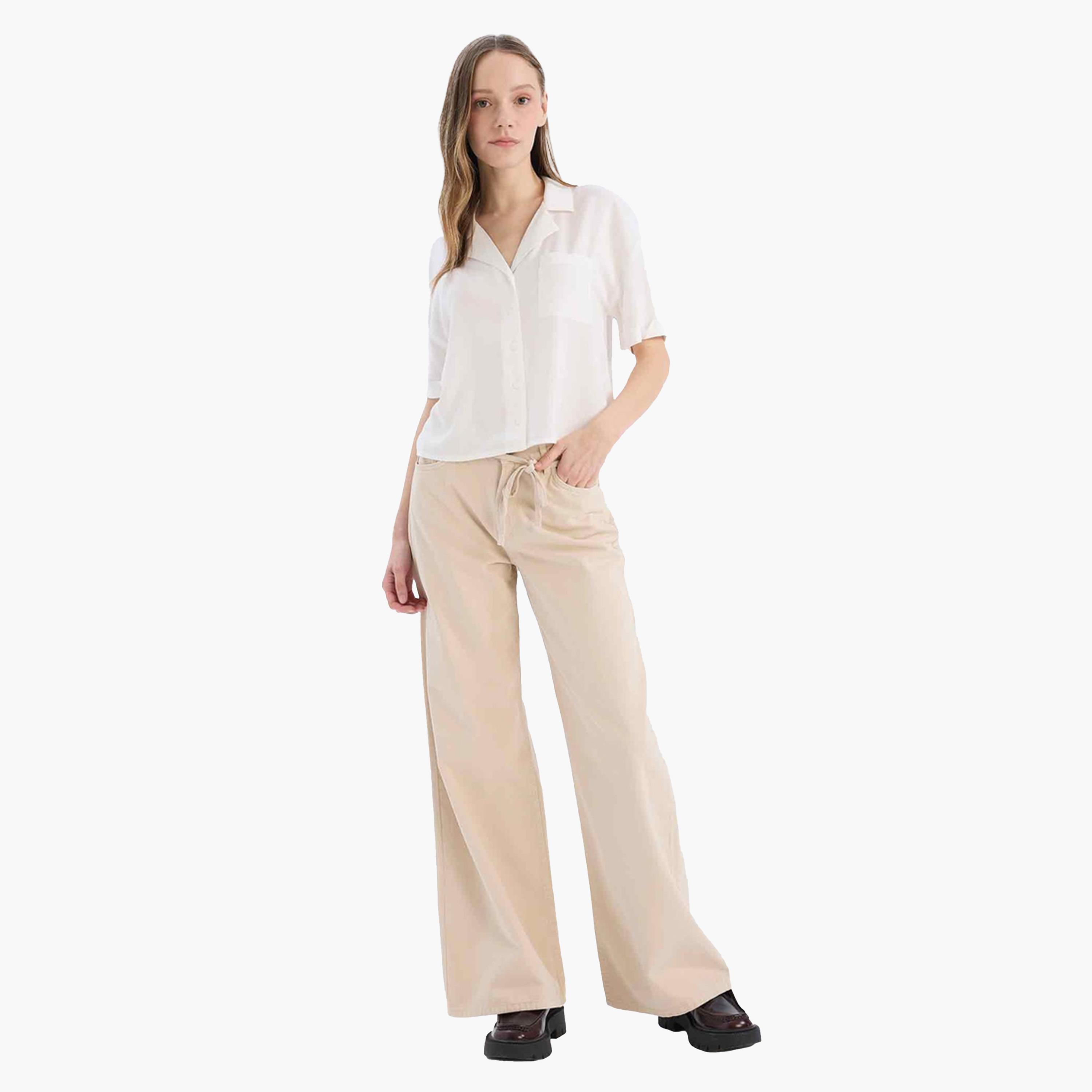 DeFacto X Styli Beige Wide Leg Pant-women-clothing-bottoms-trousers-image-2