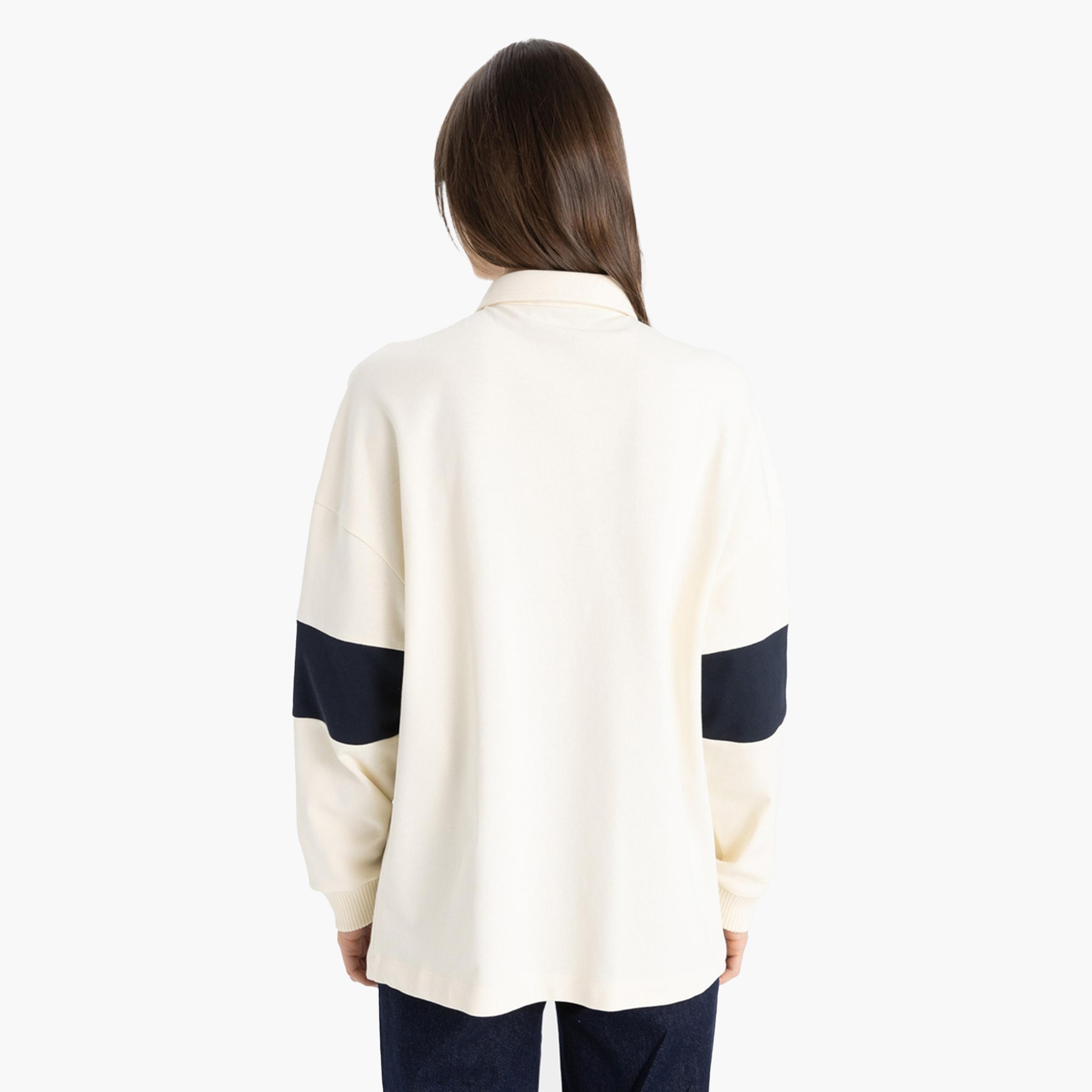 DeFacto X Styli Women Regular Fit Beige Striped Long Sleeve TShirt-women-clothing-shirtsandblouses-shirts-image-6