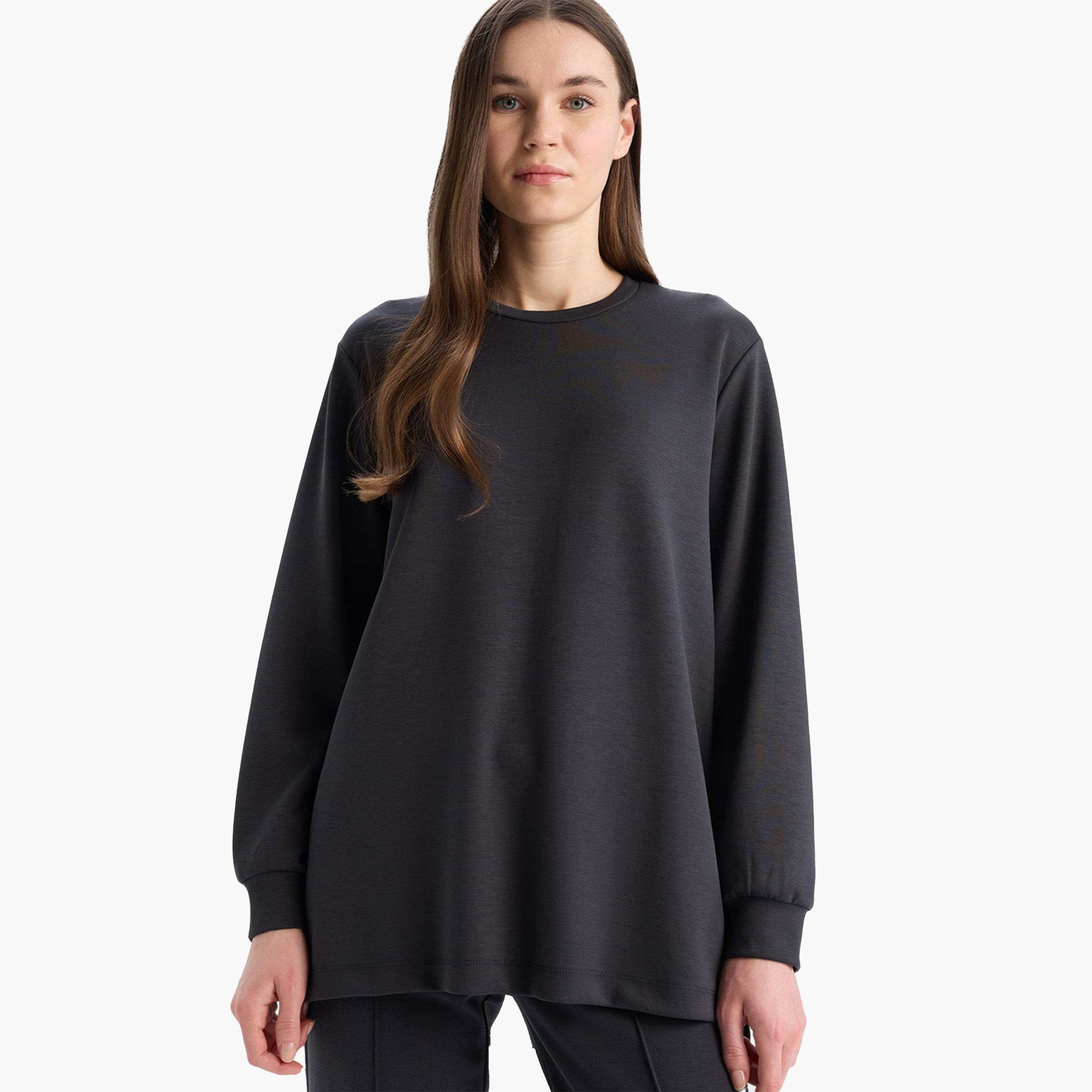 DeFacto X Styli Women Black Solid Long Sleeve T-Shirt-women-clothing-tshirts-image-3
