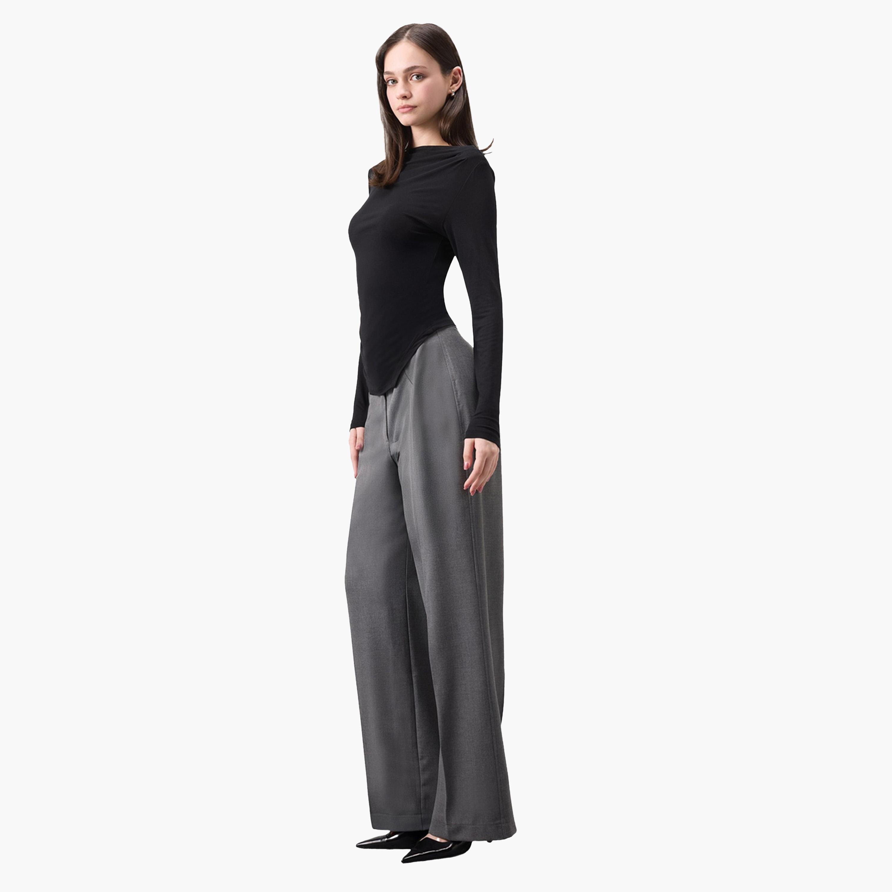 DeFacto X Styli Women Black Long Sleeve Knitted T-Shirt-women-clothing-tshirts-image-2