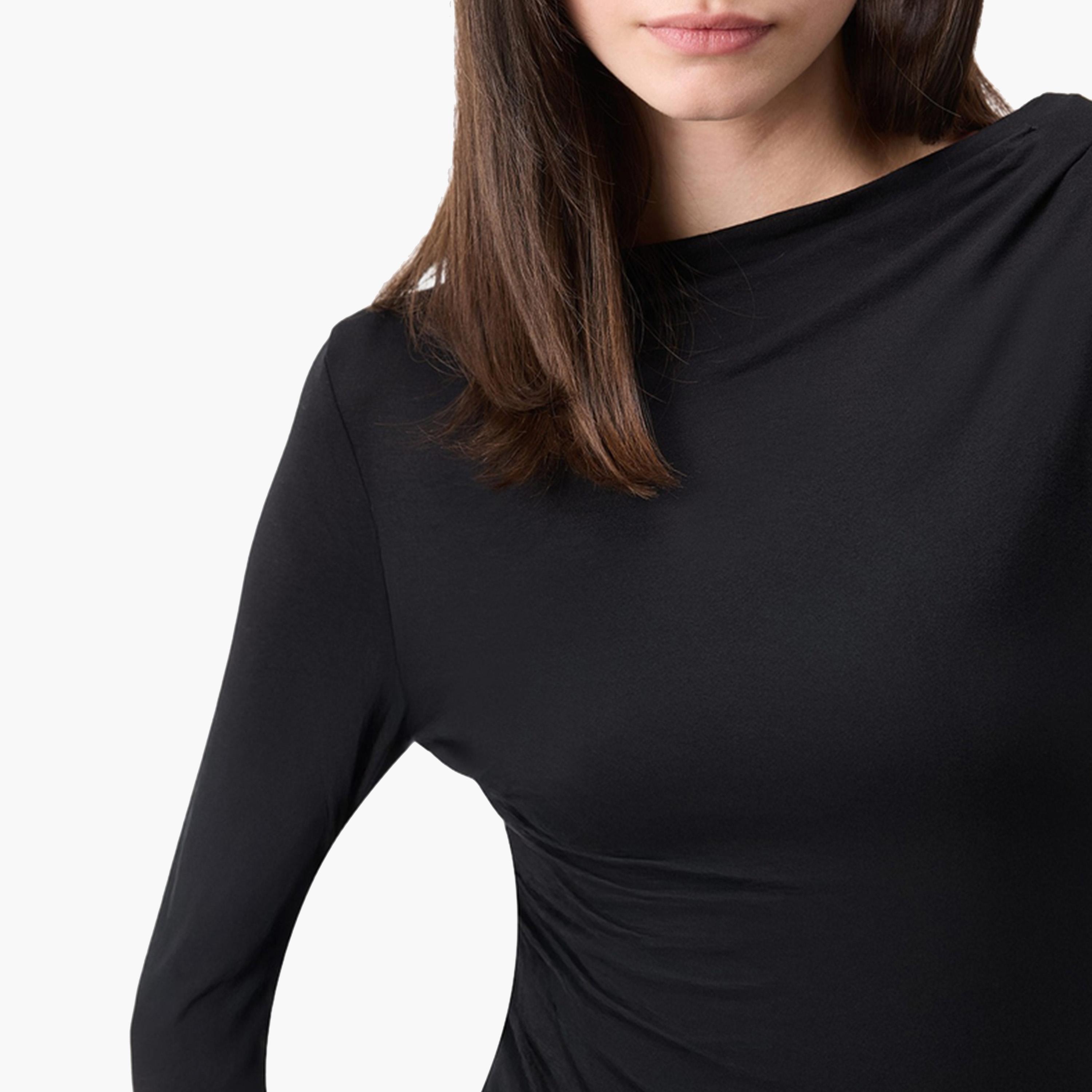 ديفاكتو × ستايلي - تي شيرت نسائي أسود محبوك بأكمام طويلة-women-clothing-tshirts-image-6