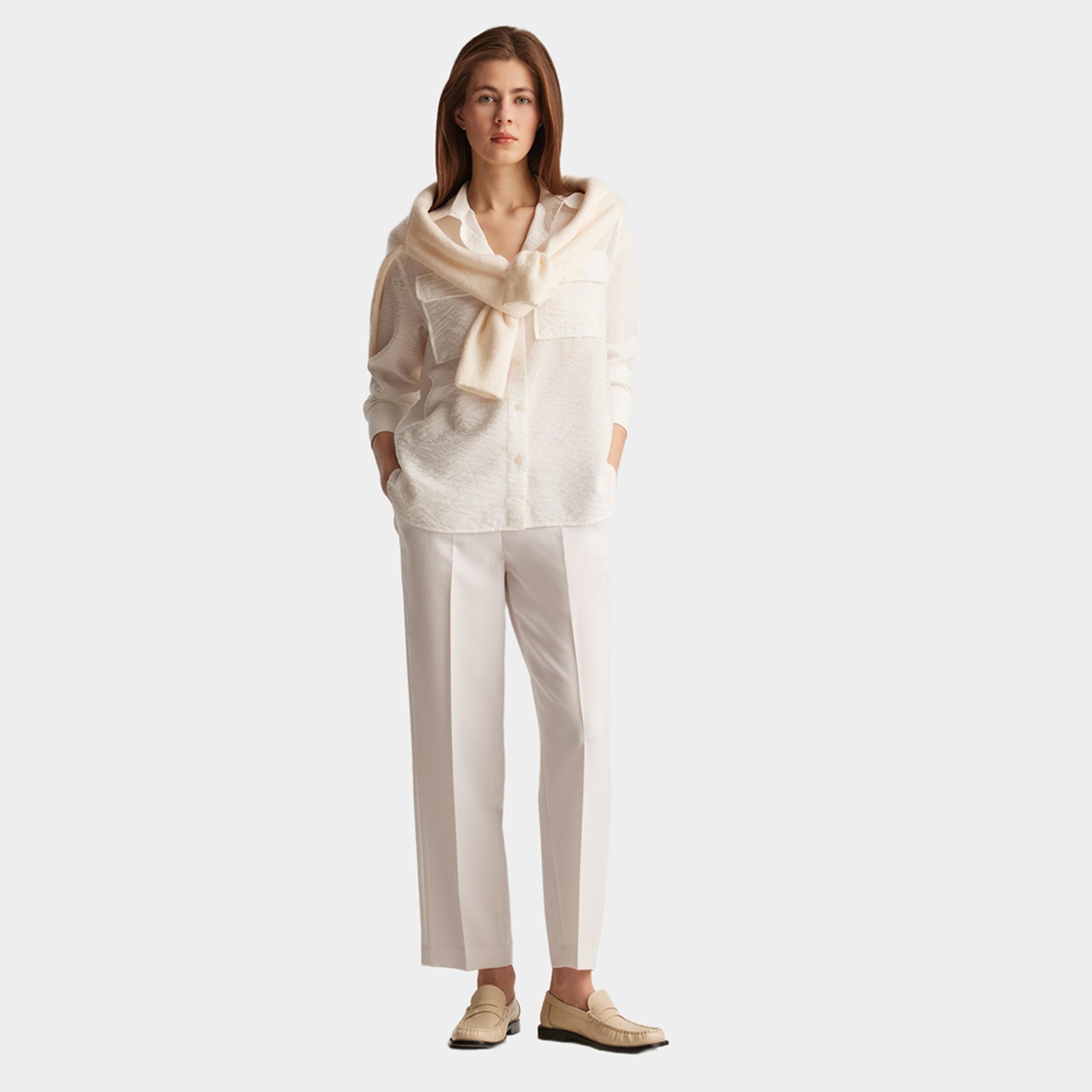 ديفاكتو × ستايلي - قميص نسائي سادة بياقة عمودية - أوف وايت-women-clothing-shirtsandblouses-shirts-image-2