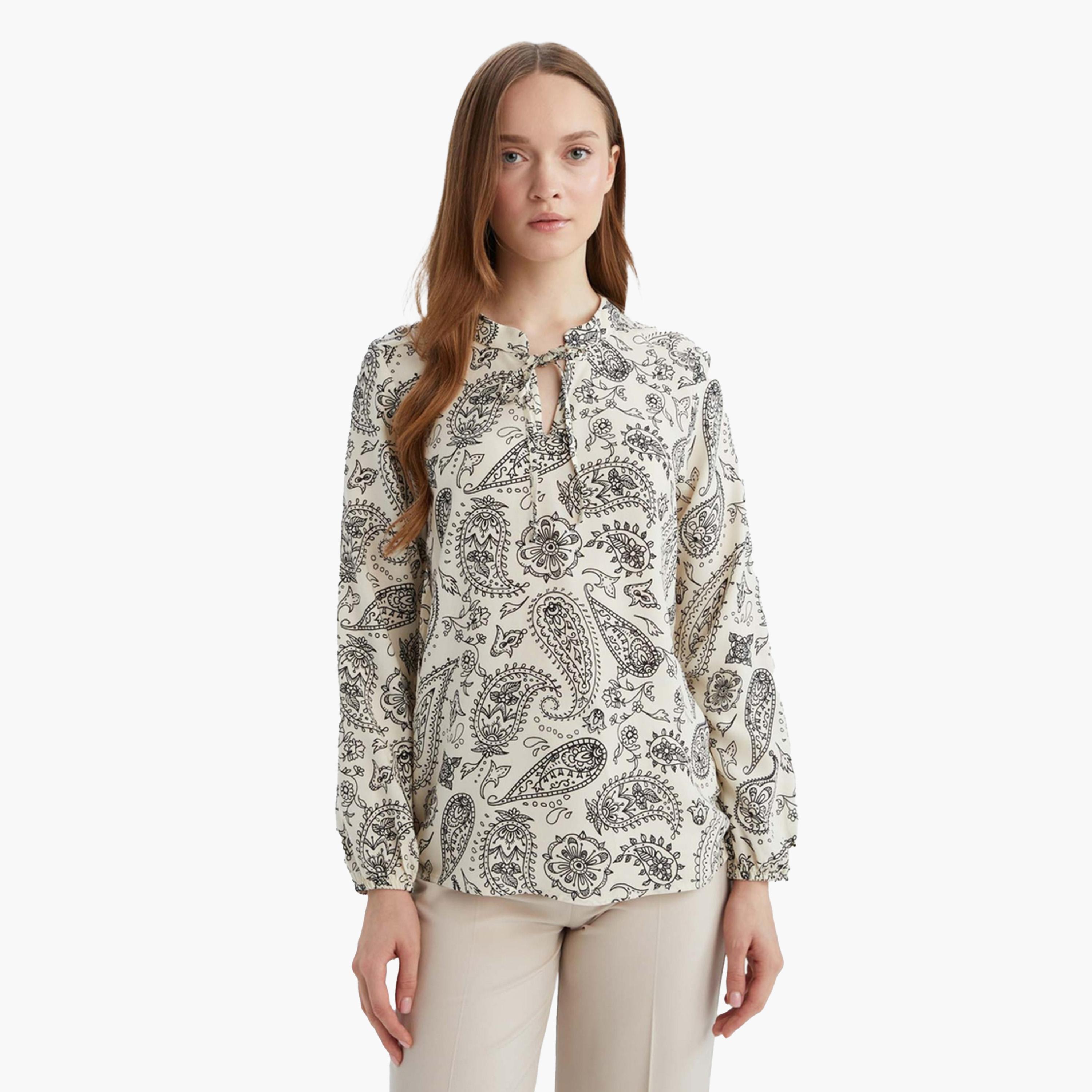 DeFacto X Styli Women Black Printed Blouse-women-clothing-shirtsandblouses-blouses-image-1