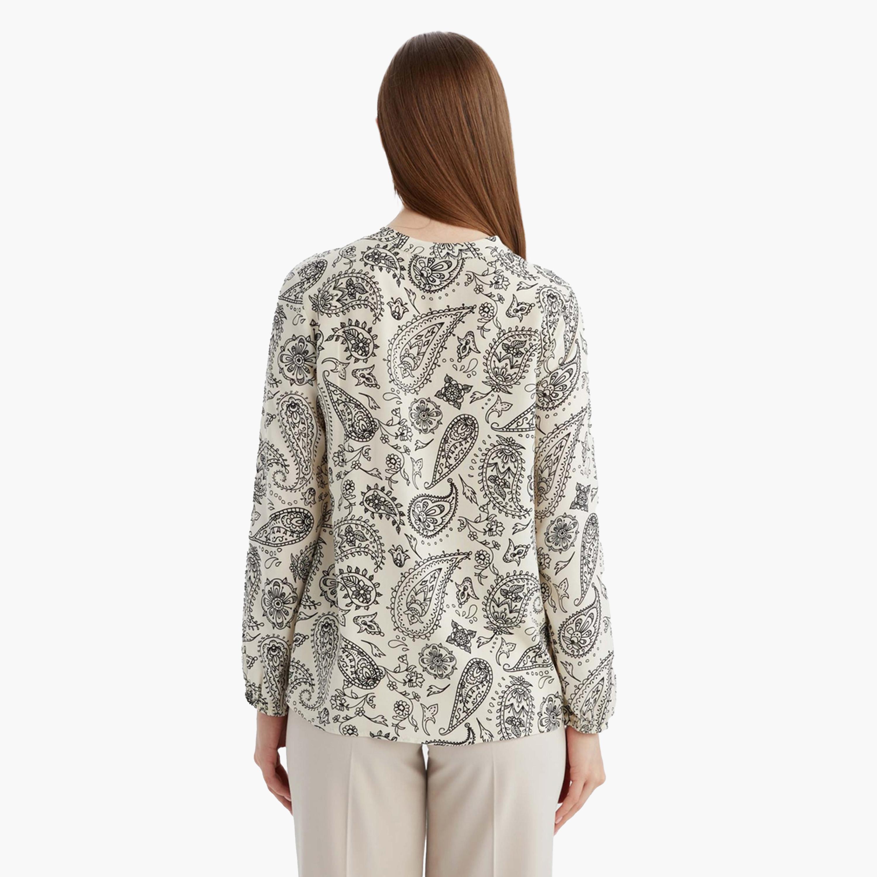 ديفاكتو × ستايلي - بلوزة نسائية سوداء مطبوعة-women-clothing-shirtsandblouses-blouses-image-6