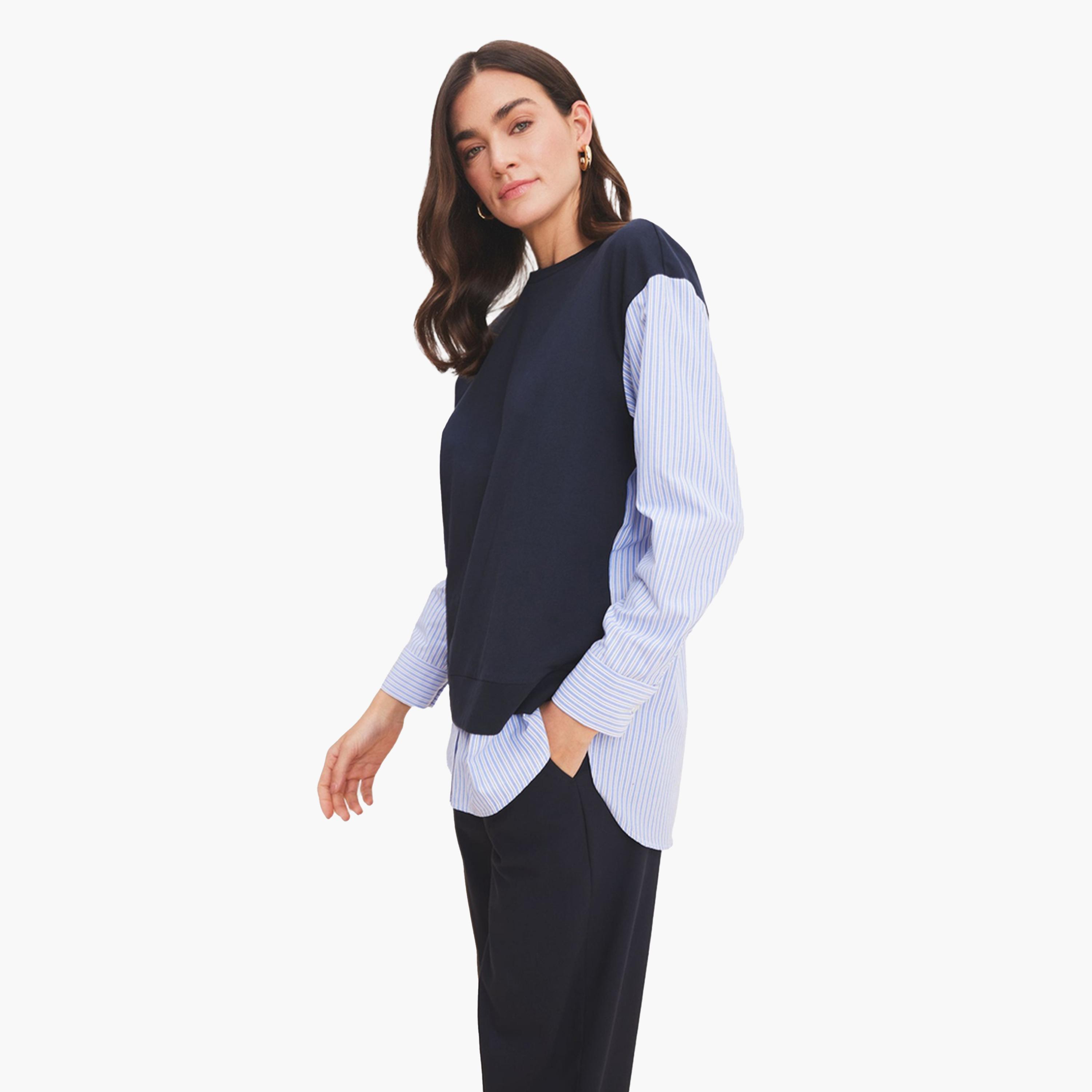 ديفاكتو × ستايلي - تي شيرت نسائي سادة - كحلي-women-clothing-tshirts-image-3
