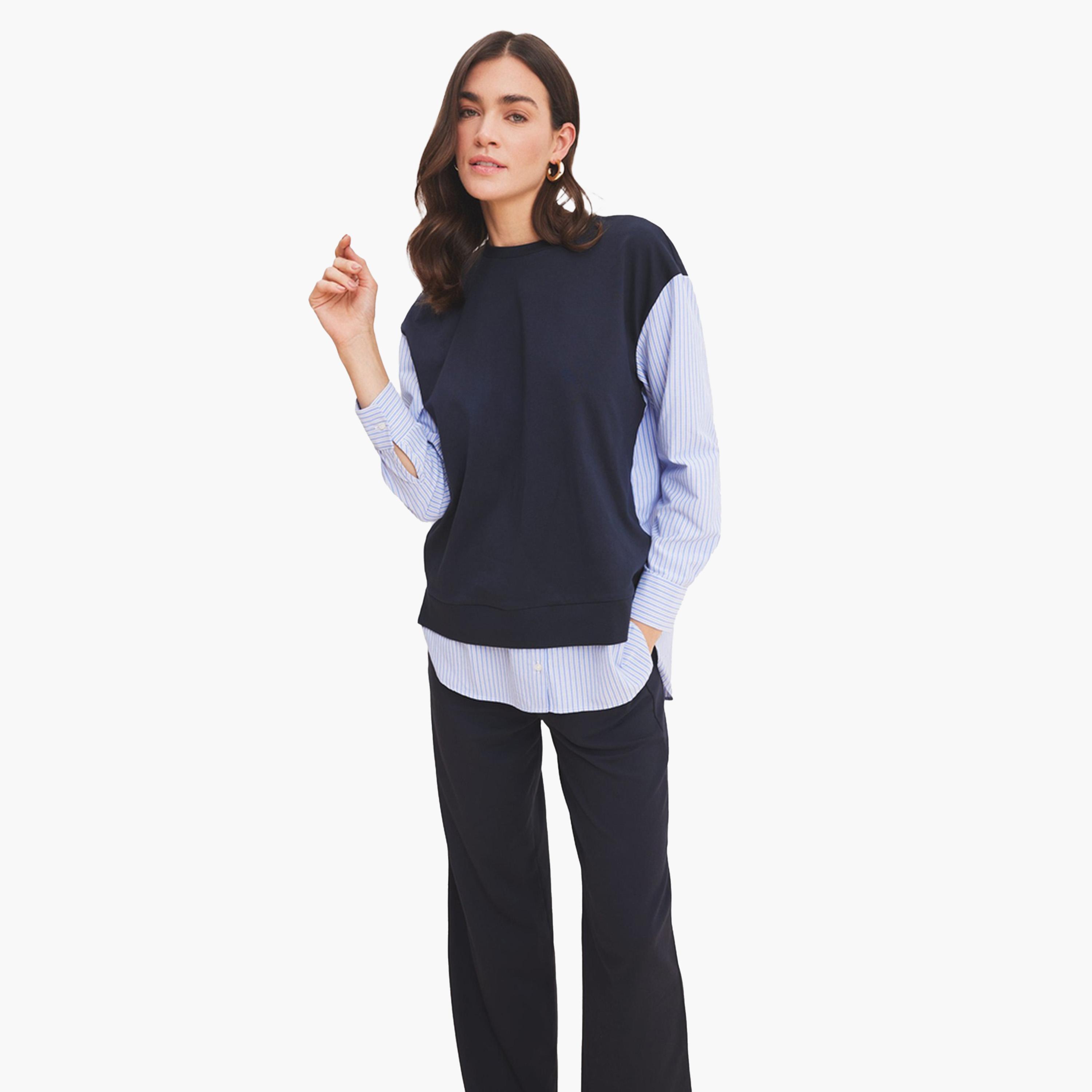 DeFacto X Styli Women Navy Blue Solid T-Shirt-women-clothing-tshirts-image-4