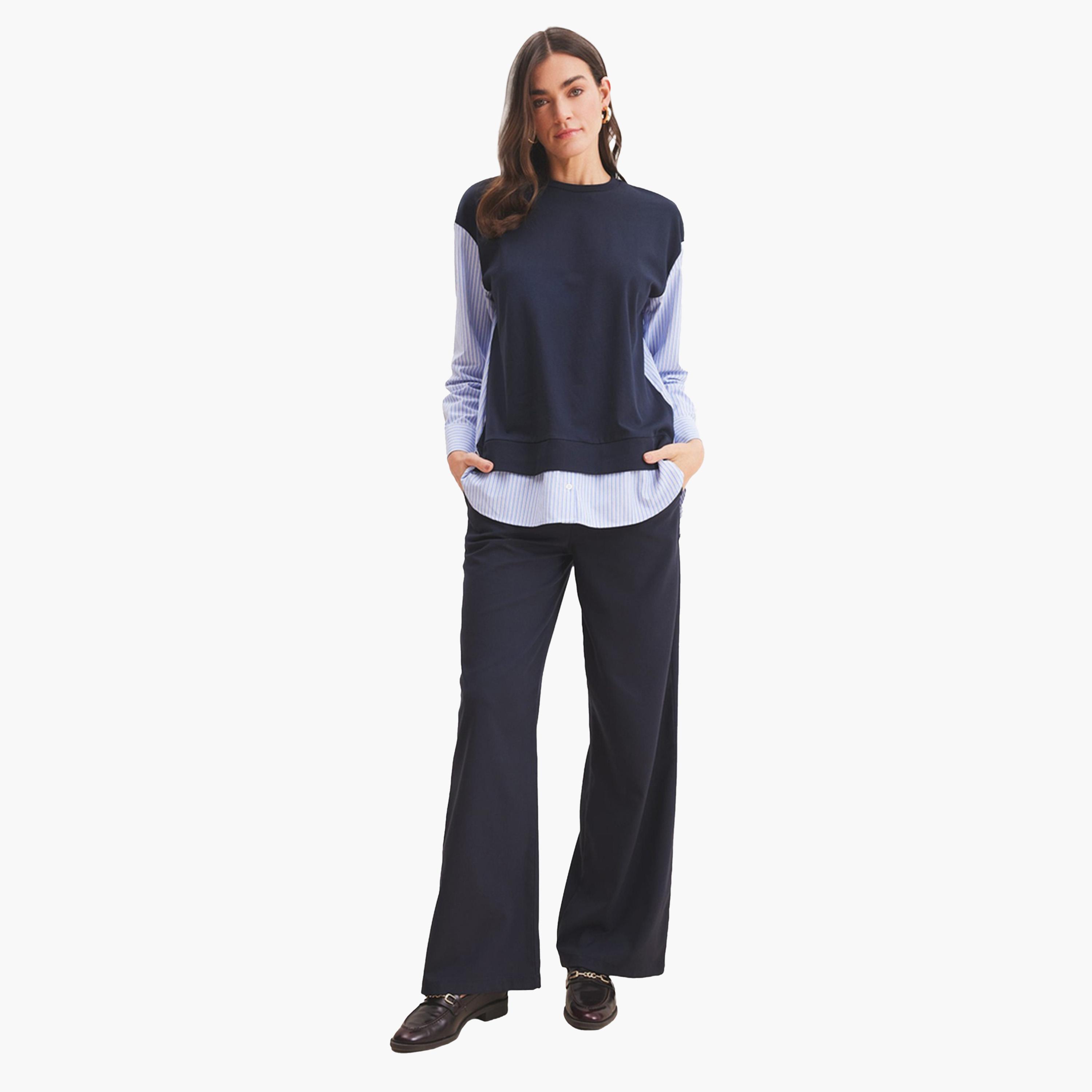 ديفاكتو × ستايلي - تي شيرت نسائي سادة - كحلي-women-clothing-tshirts-image-5