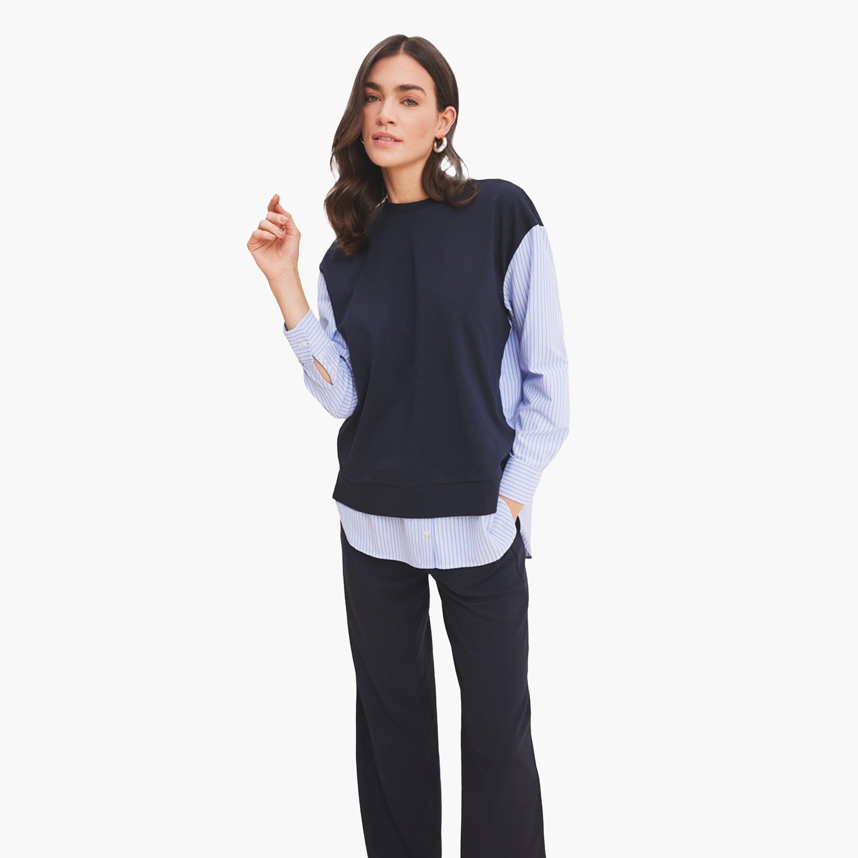 DeFacto X Styli Women Navy Blue Solid T-Shirt-women-clothing-tshirts-image-6