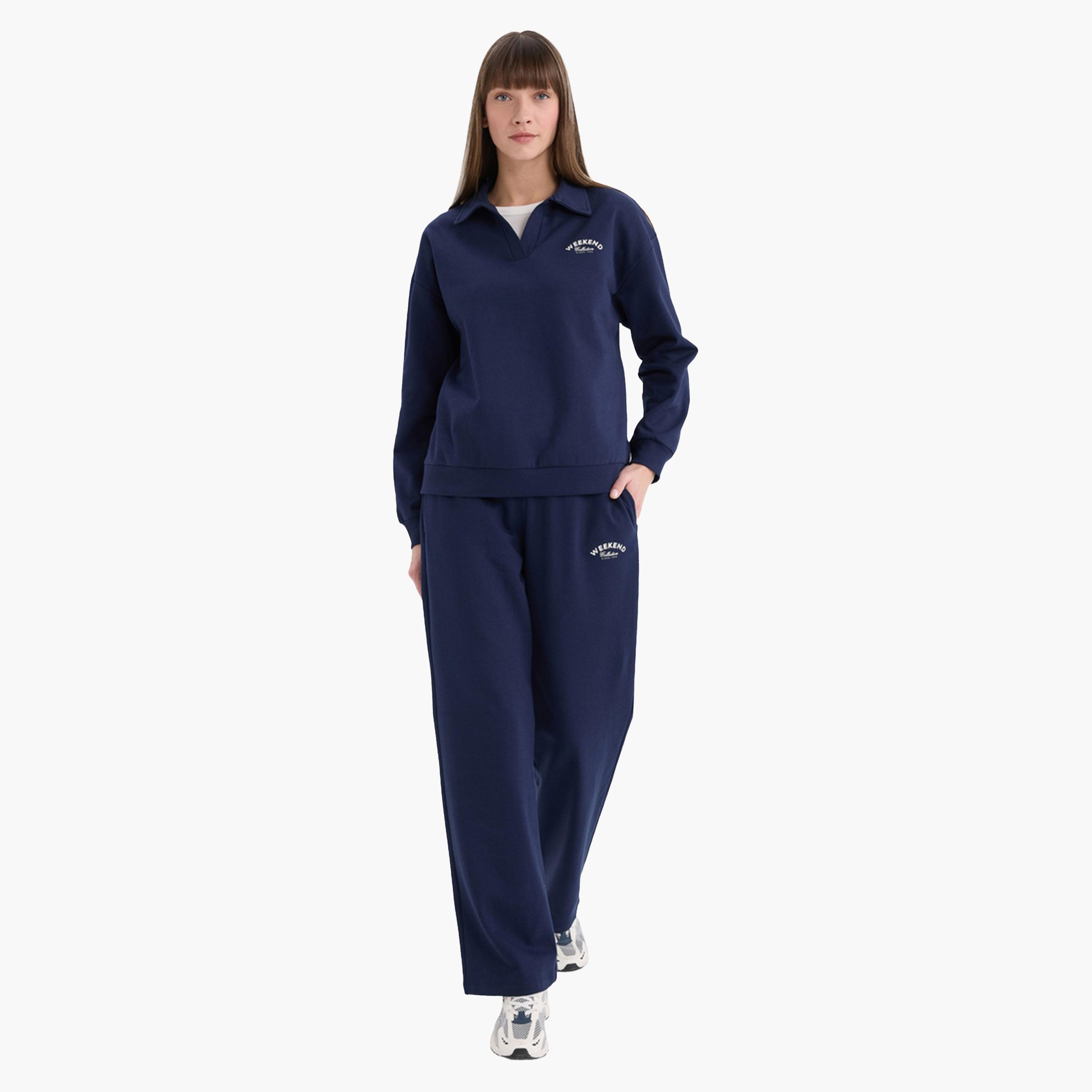 DeFacto X Styli Women Solid Navy Blue Sweatshirt-women-clothing-shirtsandblouses-shirts-image-2