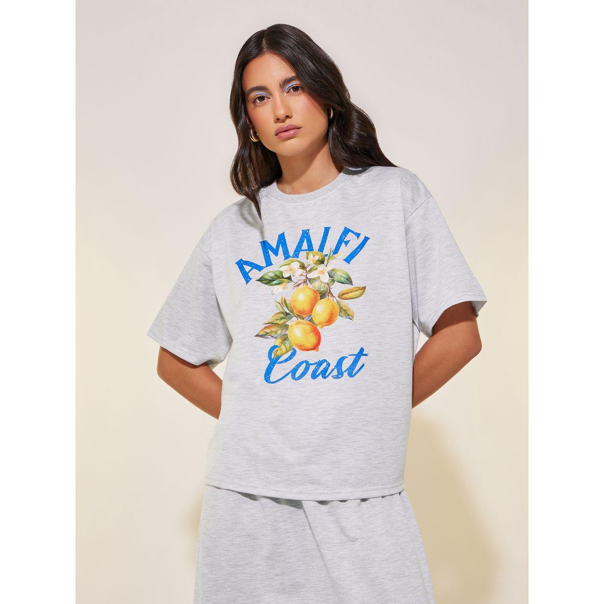 Styli Graphic Print Short Sleeve T-Shirt and Skirt Co-Ords-women-clothing-coordsets-image-2