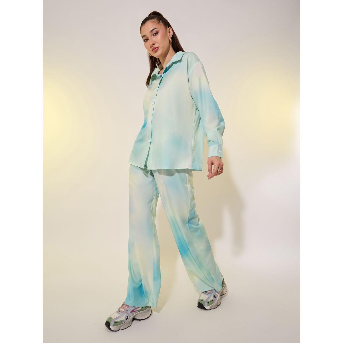Styli Dye Print Long Sleeve Shirt and Pants Co-Ords-women-clothing-coordsets-image-2