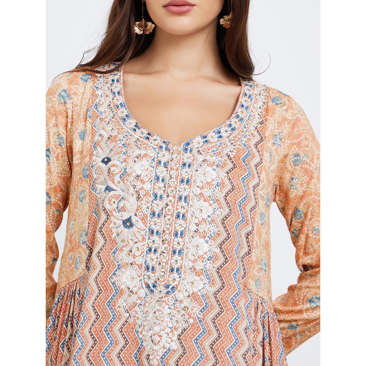 جلابية بطبعة زهور وتداخلات دانتيل-women-arabicclothing-jalabiyas-image-4