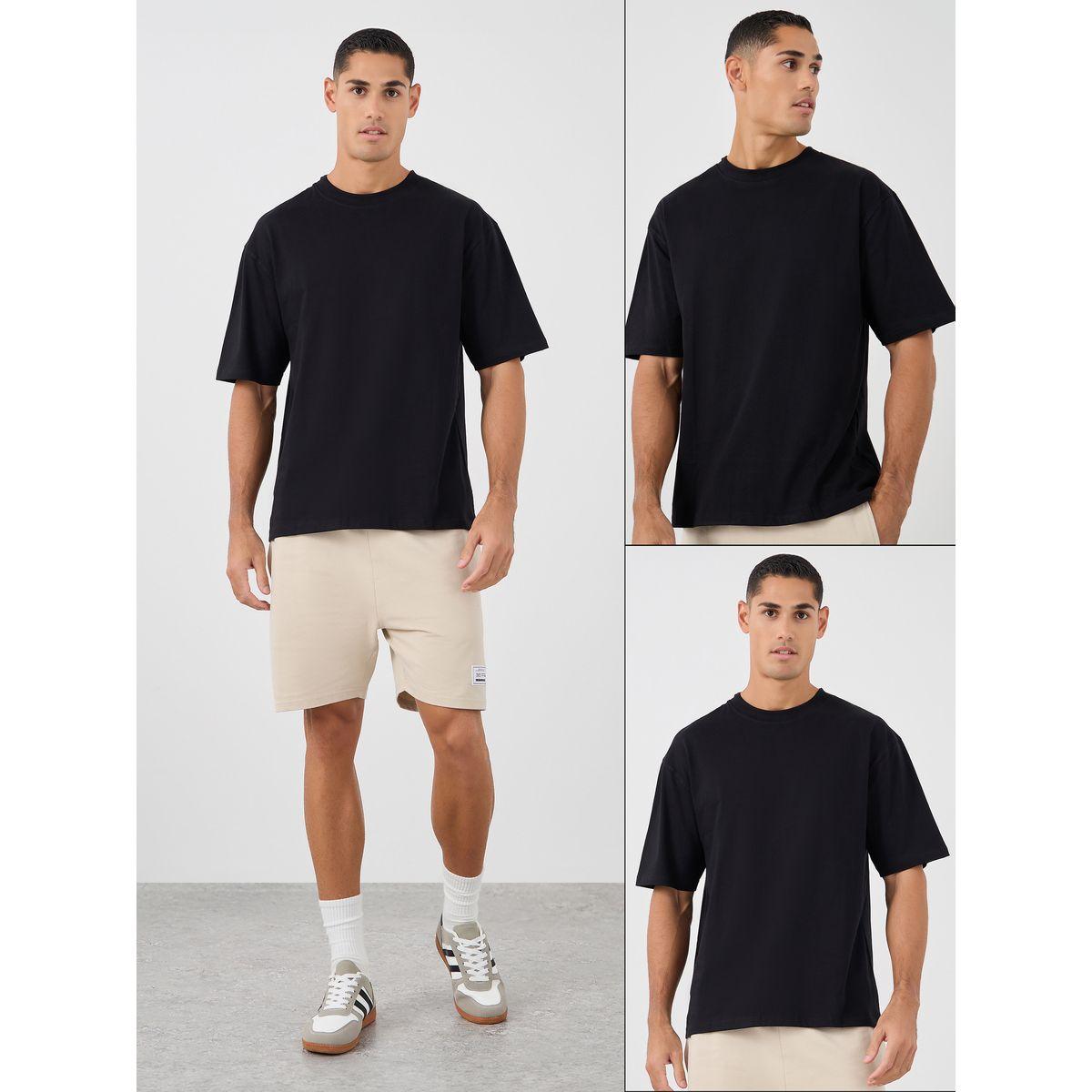 Styli Pack of 2 - Heavy Cotton Jersey Oversized Mock Neck T-Shirt-men-clothing-tshirtsandpolos-tshirts-image-1