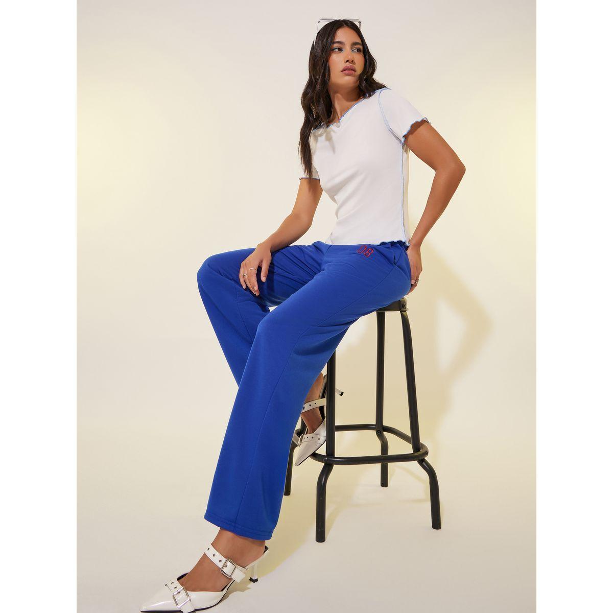 Styli Embroidered Detail Wide Leg Joggers with Drawstring Waist-women-clothing-bottoms-joggers-image-1