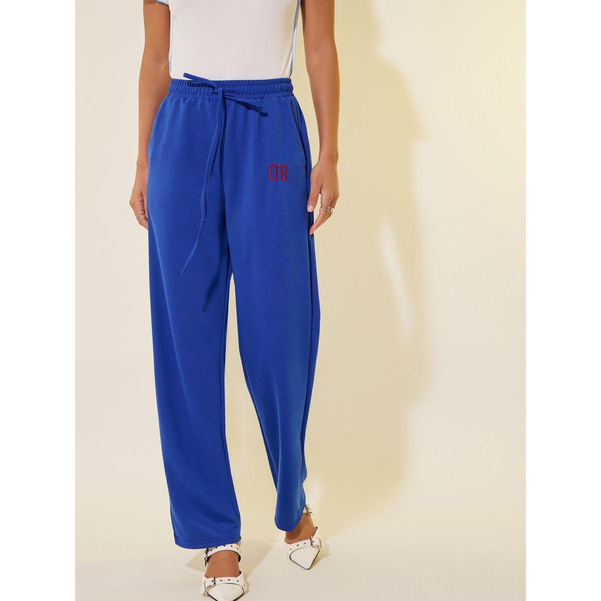 Styli Embroidered Detail Wide Leg Joggers with Drawstring Waist-women-clothing-bottoms-joggers-image-2