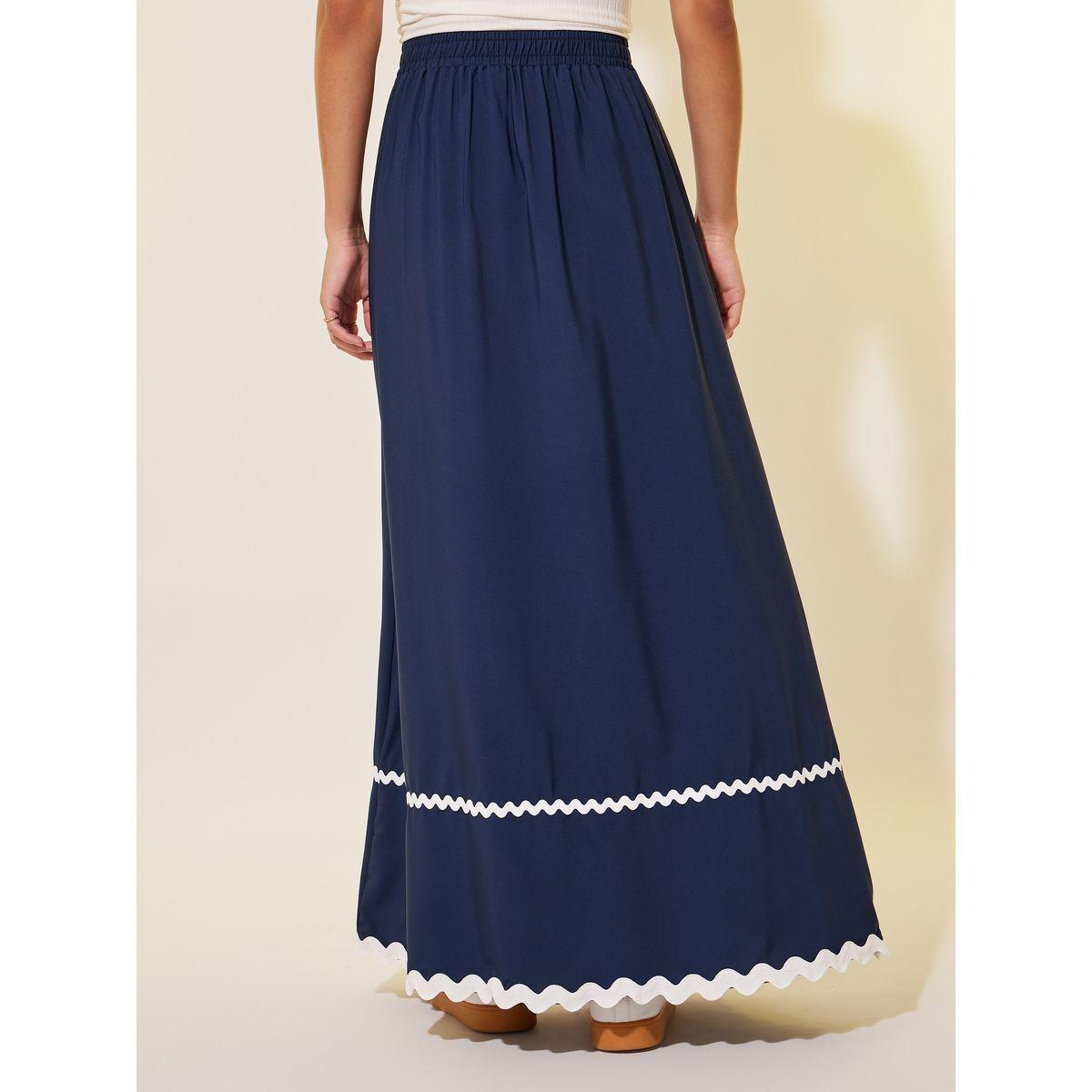 تنورة طويلة سادة بتفاصيل دانتيل-women-clothing-bottoms-skirts-image-4