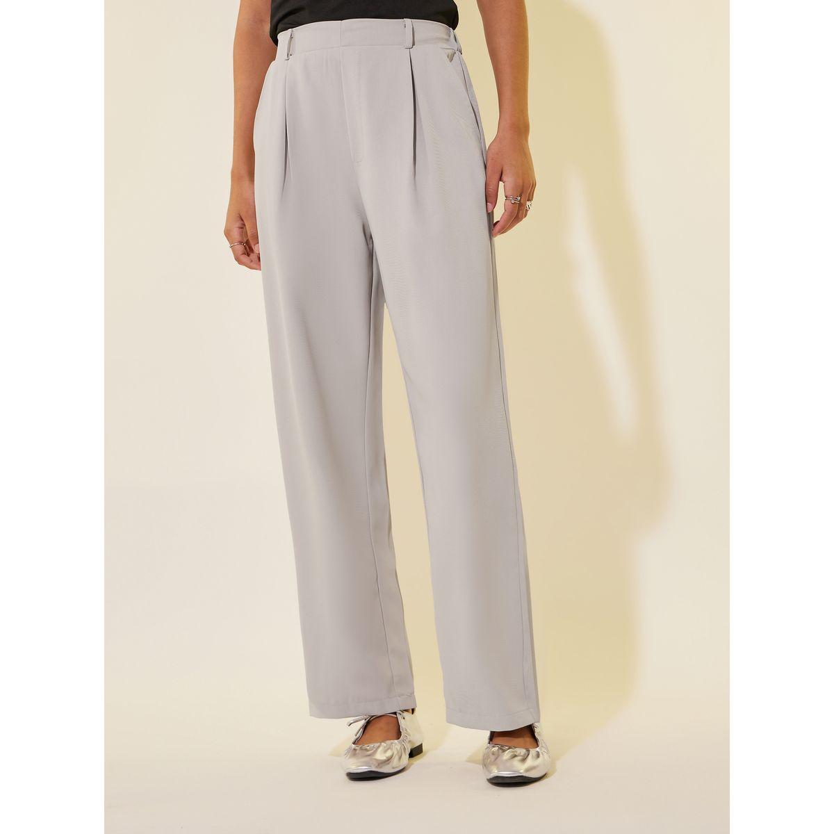 Styli Solid Pleated Wide Leg Pants-women-clothing-bottoms-trousers-image-2