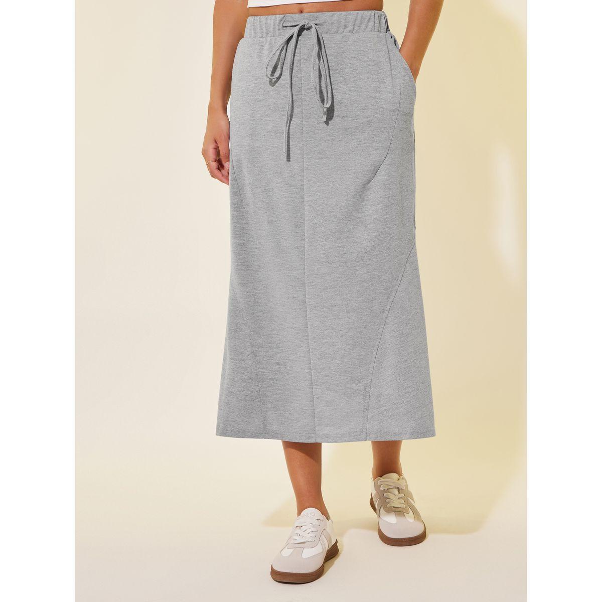 Styli Solid Drawstring Waist A-Line Midi Skirt-women-clothing-bottoms-skirts-image-2