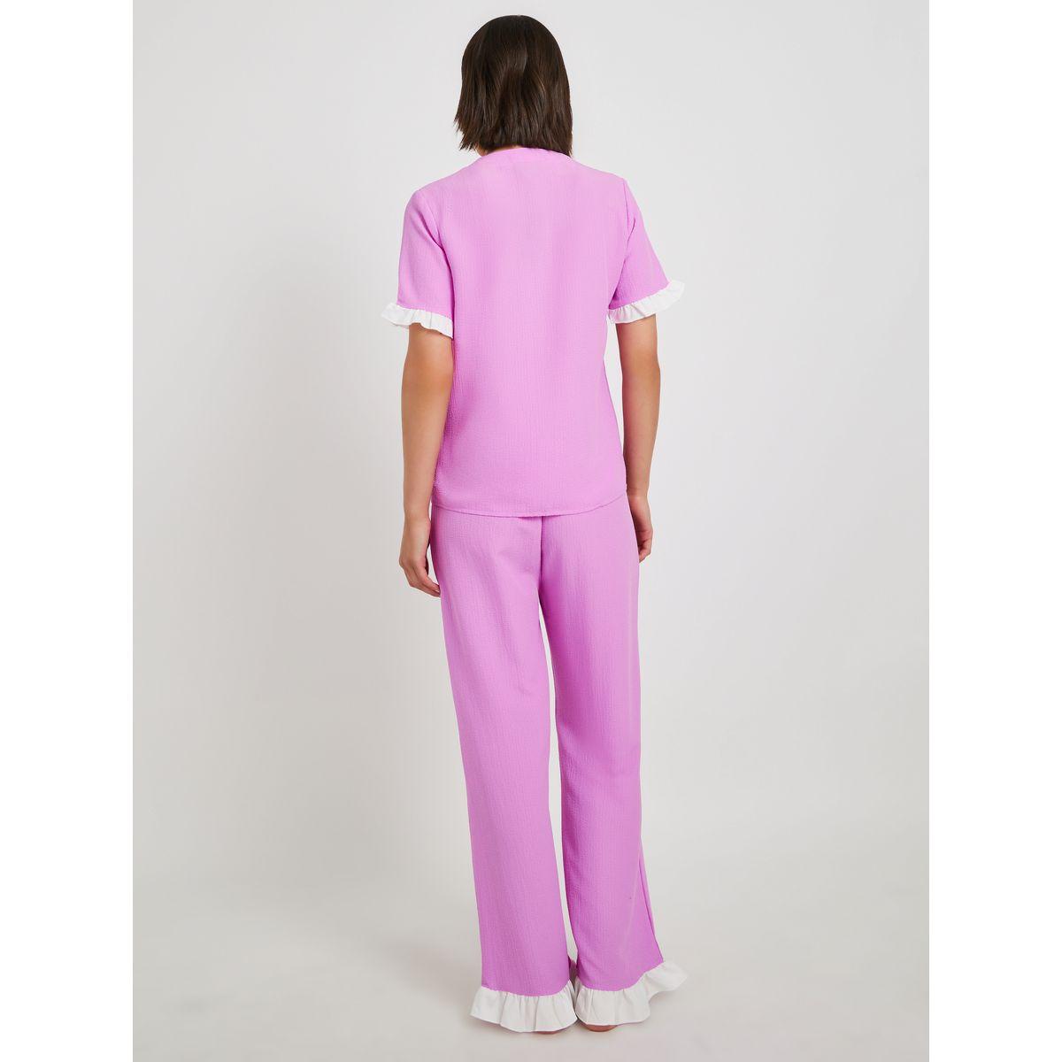 طقم بيجاما من بنطال وبلوزة بأكمام قصيرة-women-clothing-nightwear-pyjamas-longsets-image-4