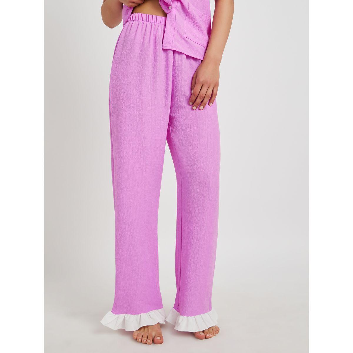 Styli Contrast Flounce Detail Short Sleeve Shirt and Pyjama Set-women-clothing-nightwear-pyjamas-longsets-image-5