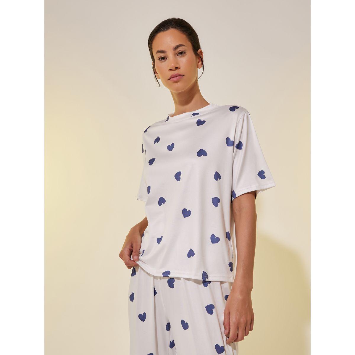 طقم بيجاما من بنطال وتيشيرت بياقة دائرية-women-clothing-nightwear-pyjamas-longsets-image-2