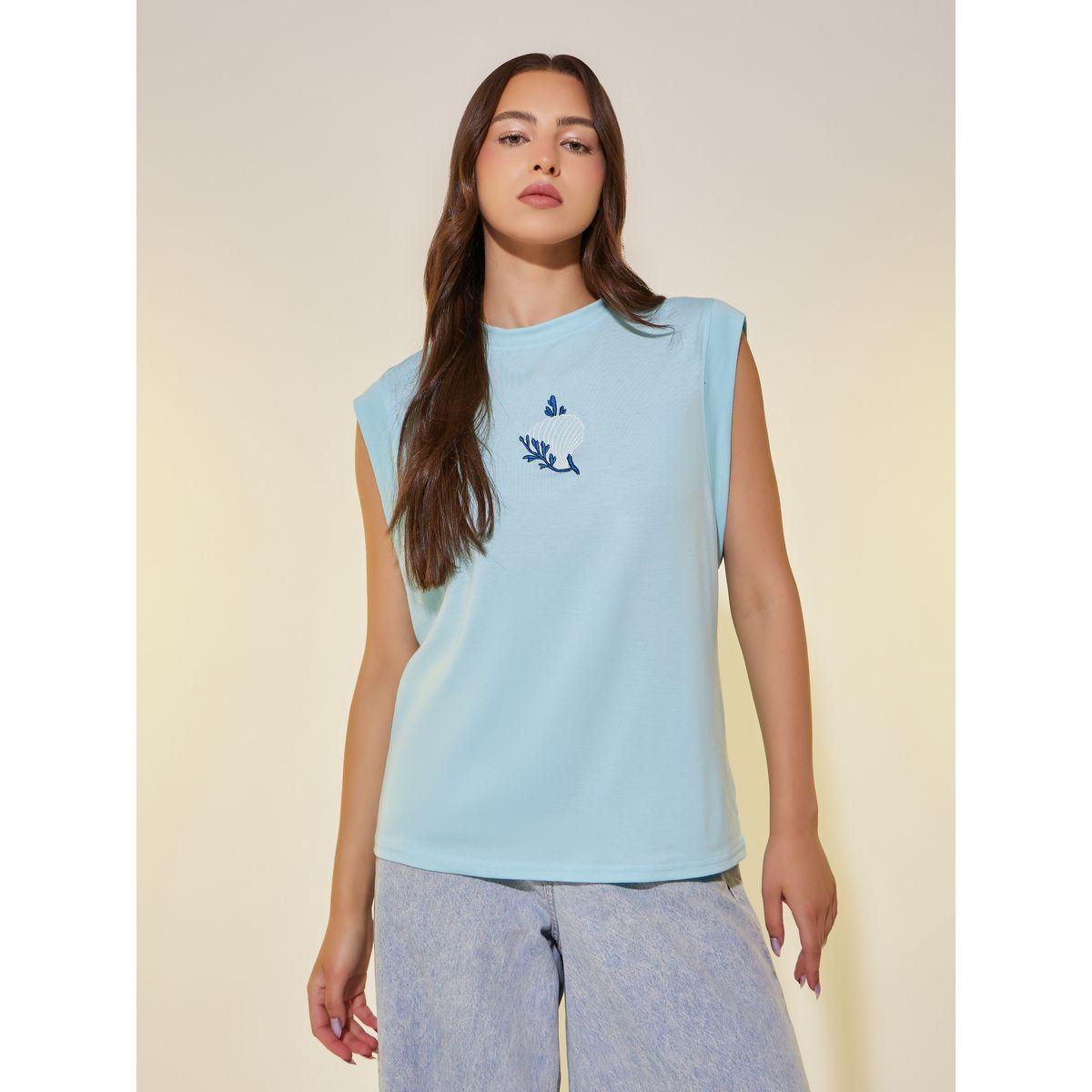 Styli Embroidered Sleeveless Round Neck T-Shirt-women-clothing-tshirts-image-2