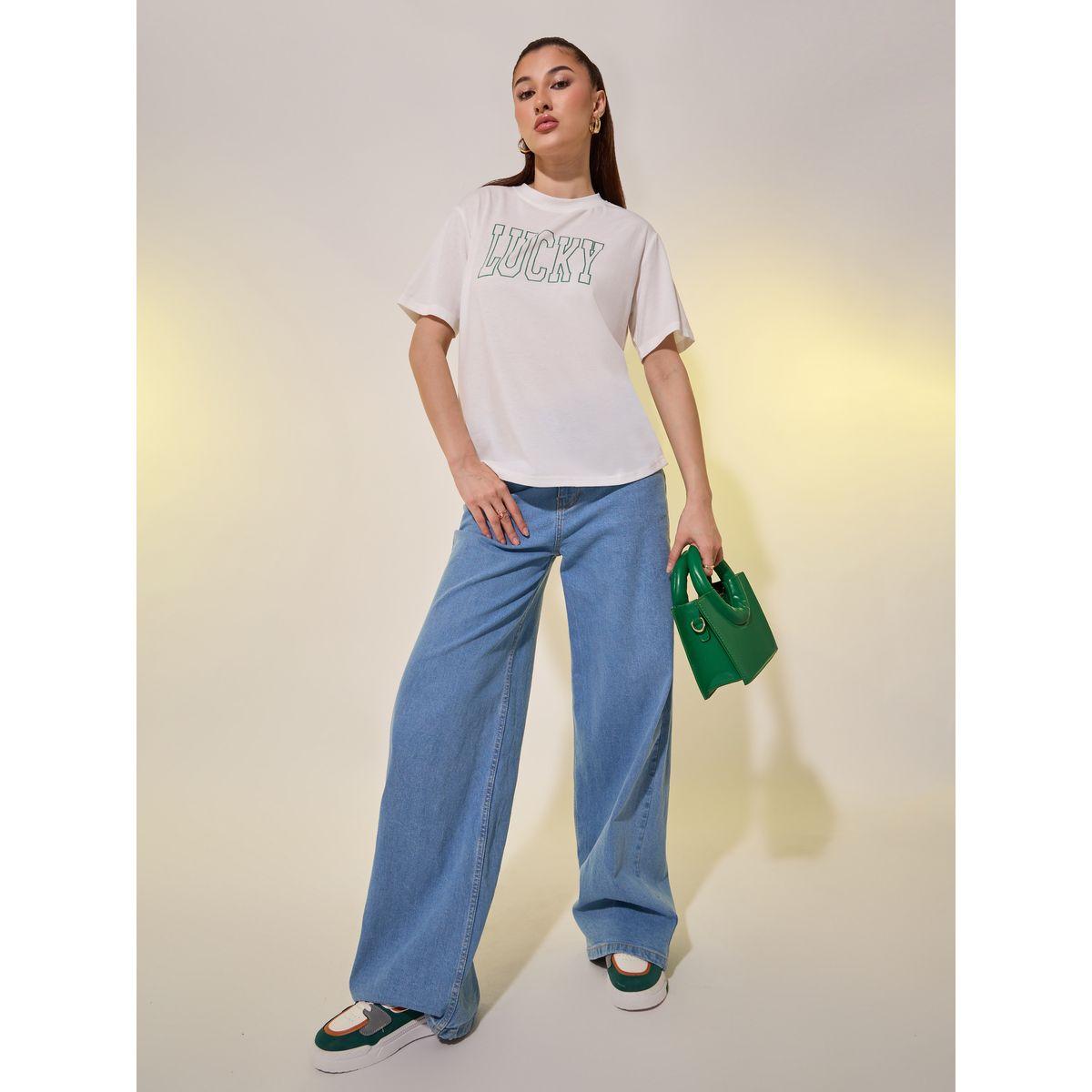 تيشيرت بطبعة كتابة وأكمام قصيرة-women-clothing-tshirts-image-2