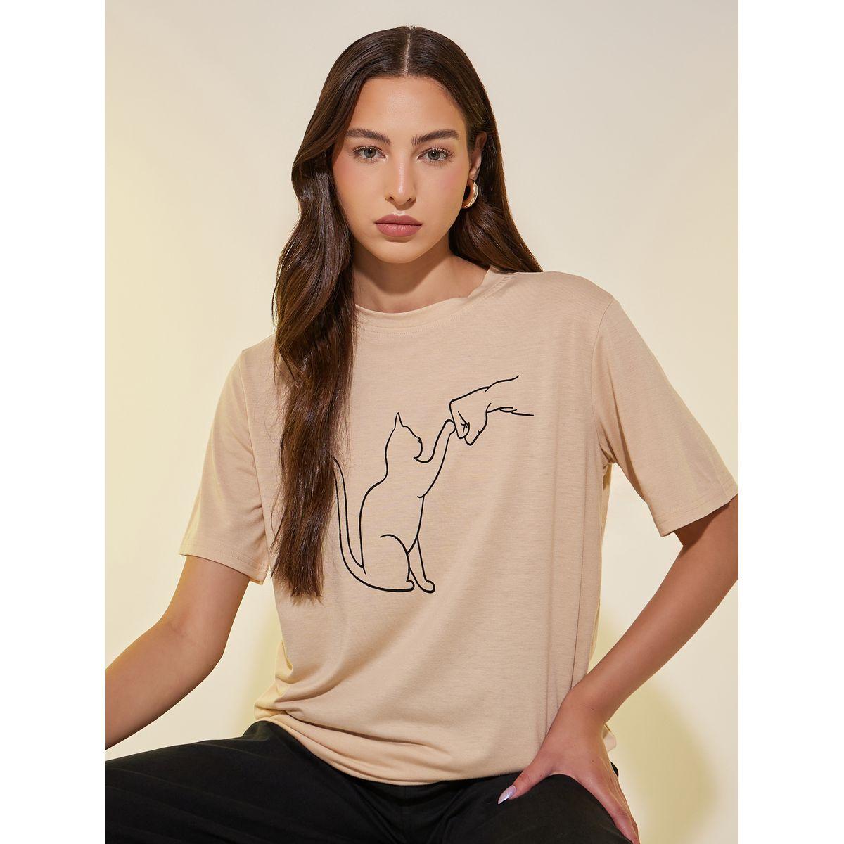تيشيرت بطبعة جرافيك وياقة دائرية-women-clothing-tshirts-image-1