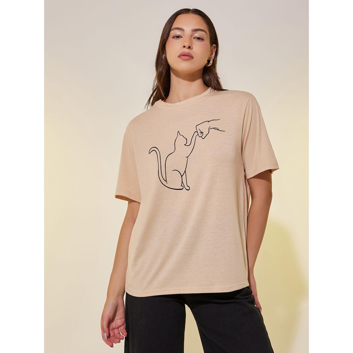 تيشيرت بطبعة جرافيك وياقة دائرية-women-clothing-tshirts-image-2
