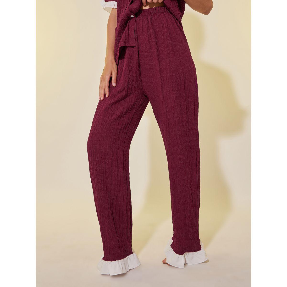 Styli Textured V-Neck Buttoned Shirt and Pyjama Set-women-clothing-nightwear-pyjamas-longsets-image-4