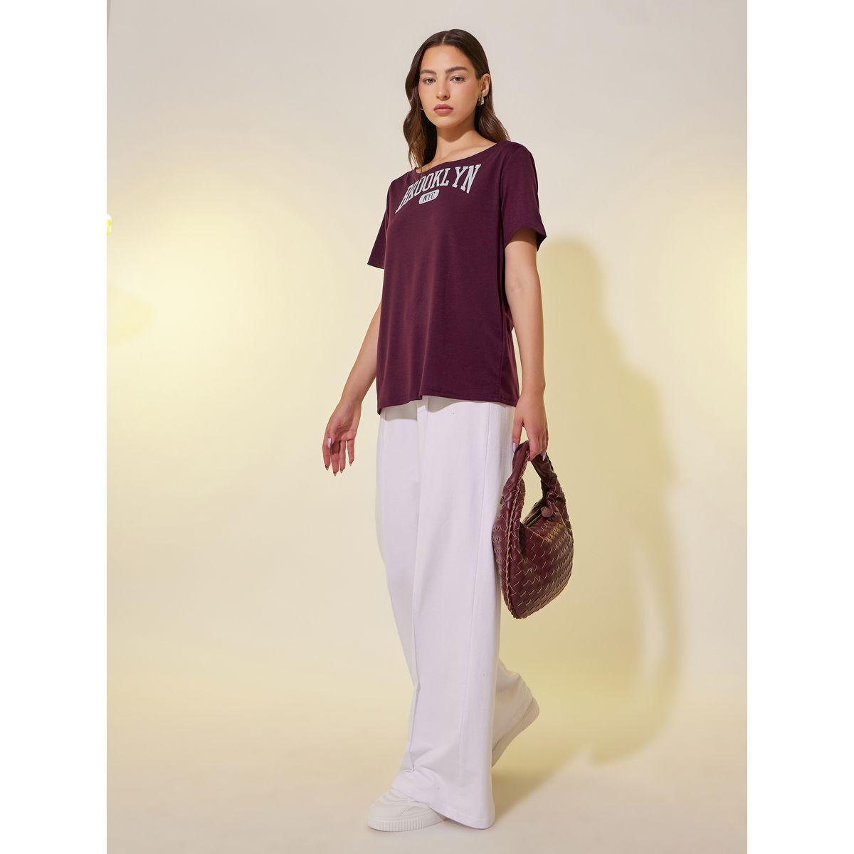 تيشيرت فضفاض بطبعة جرافيك وأكمام قصيرة-women-clothing-tshirts-image-2
