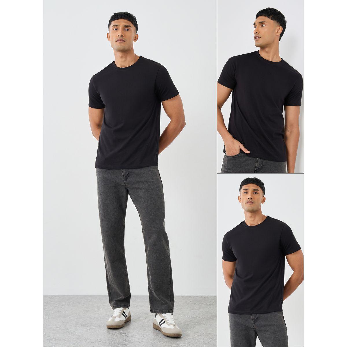 Styli Pack of 2 - Cotton Rich Crew Neck Regular Fit T-Shirt-men-clothing-tshirtsandpolos-tshirts-image-1