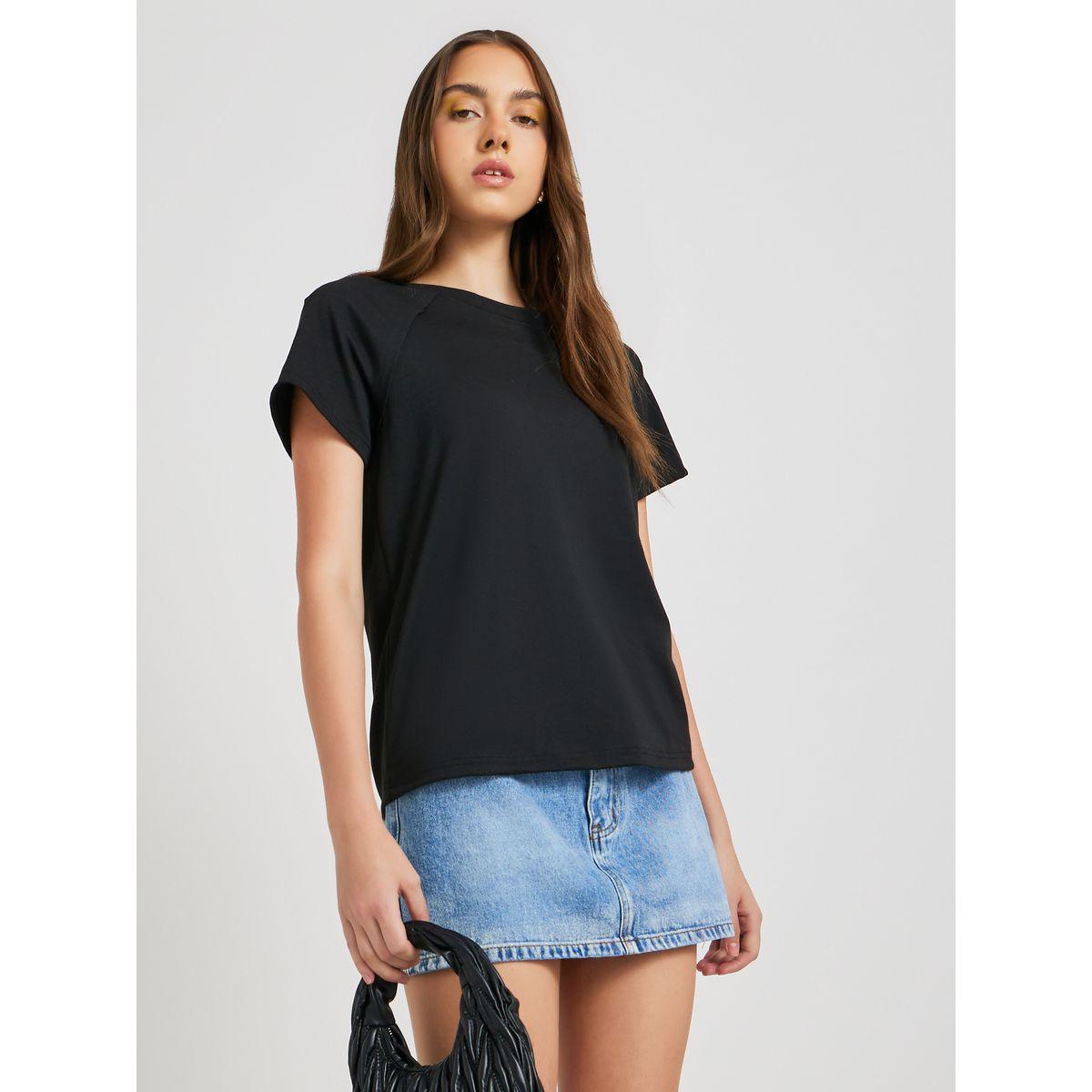 Styli Solid Regular Fit Round Neck T-Shirt-women-clothing-tshirts-image-1