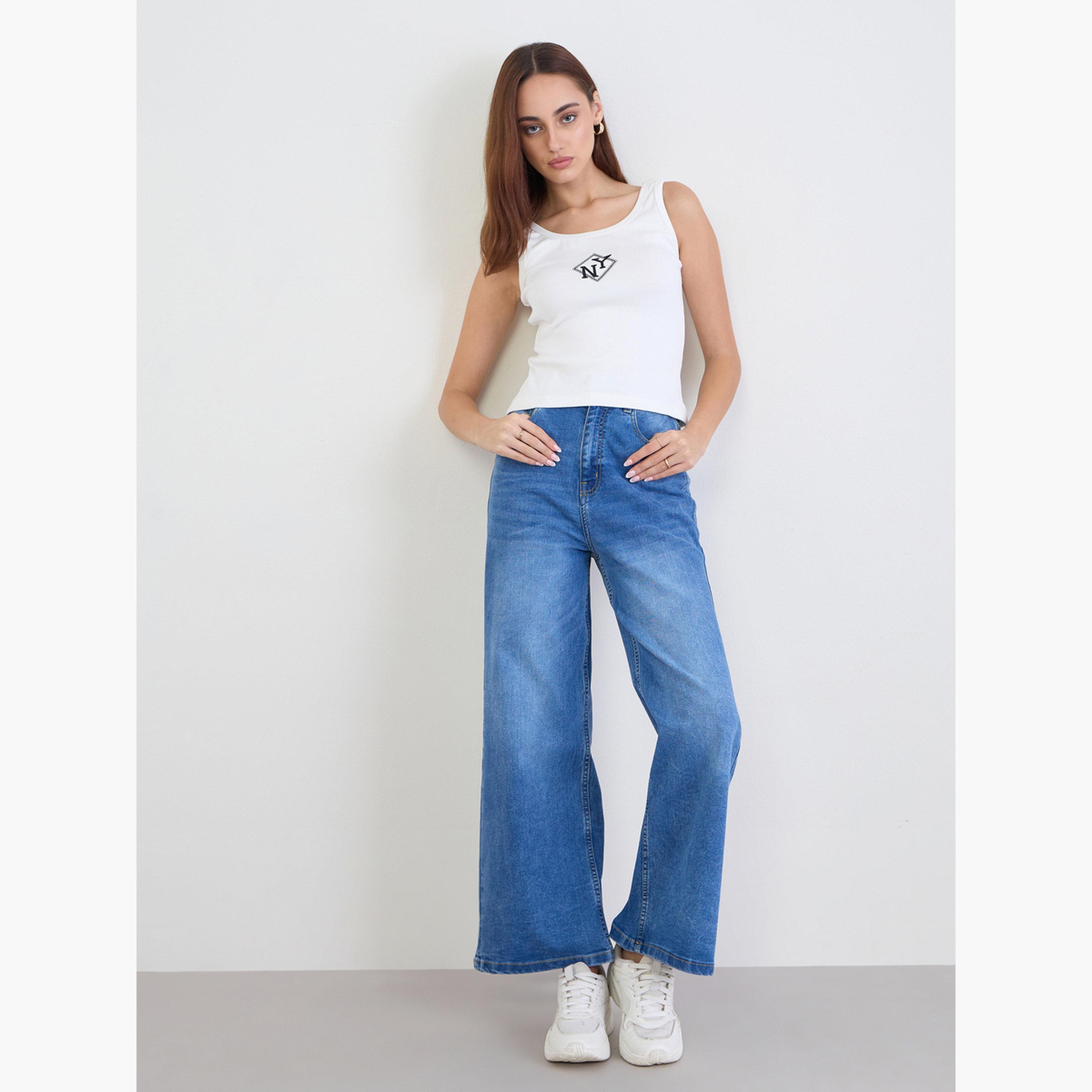 Styli Women Off White Embroidered Fitted Tank-women-clothing-tshirts-image-2