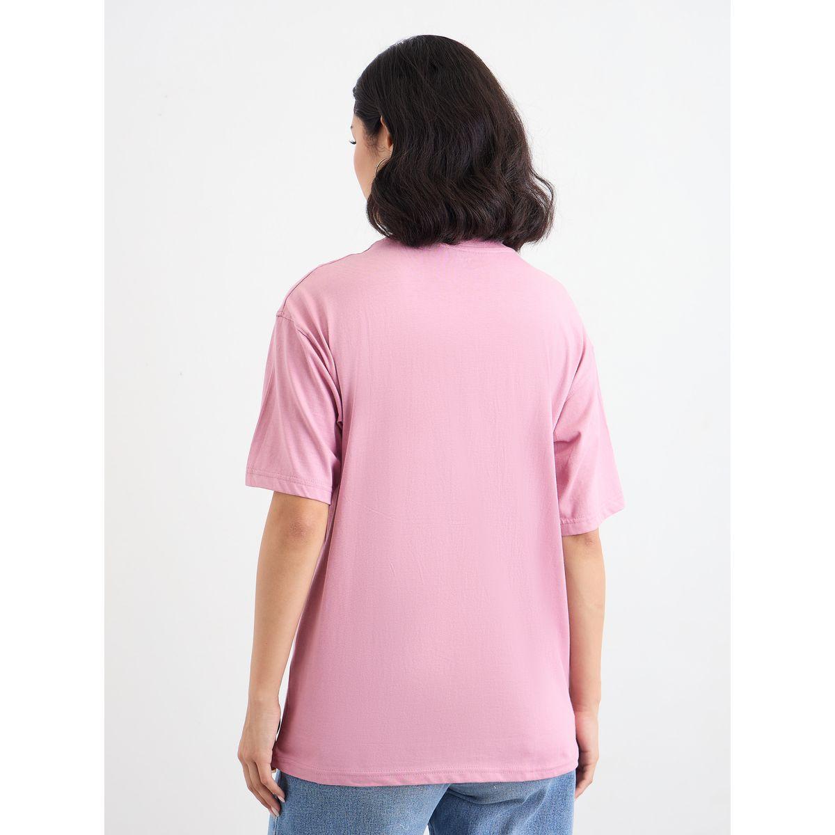 Styli Pink Embroidered Detail Oversized T-Shirt-women-clothing-tshirts-image-4