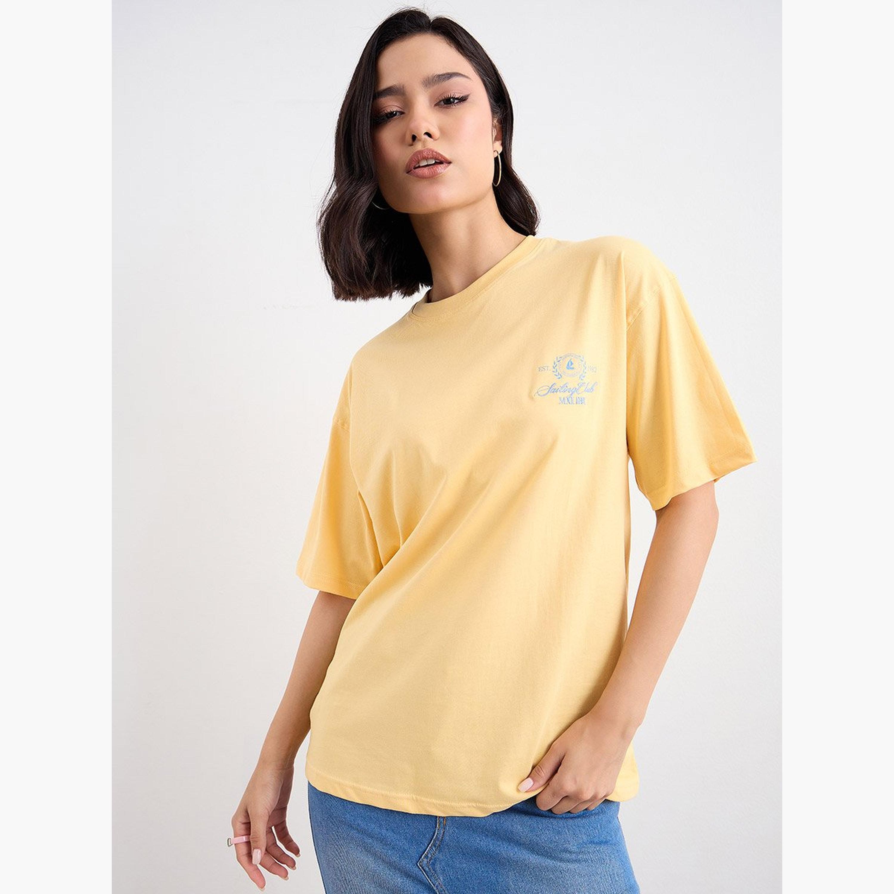 ستايلي - تي شيرت مقاس كبير بتفاصيل مطرزة-women-clothing-tshirts-image-1