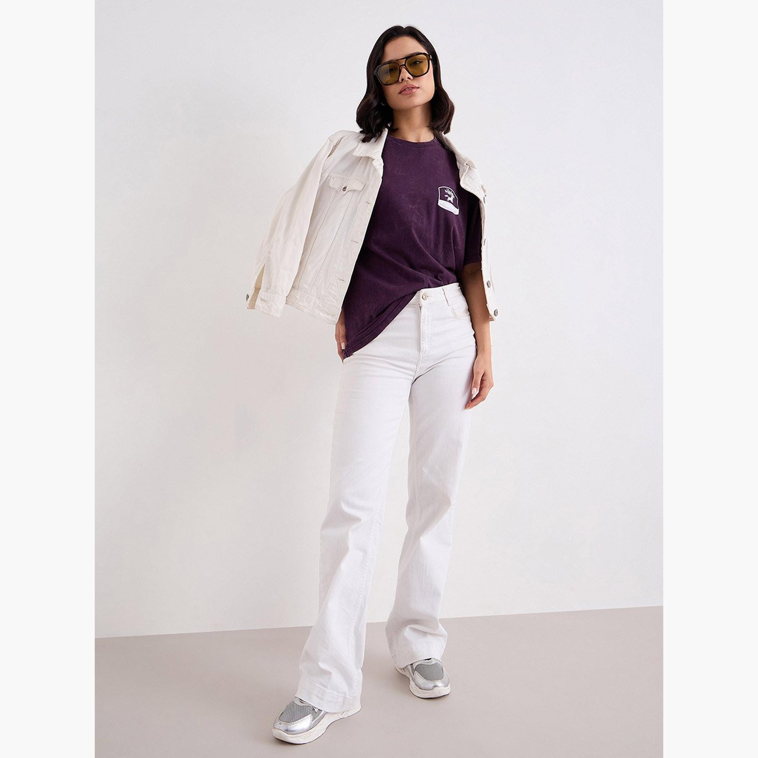 ستايلي - تي شيرت للنساء مقاس كبير مغسول بالحامض أرجواني اللون-women-clothing-tshirts-image-2