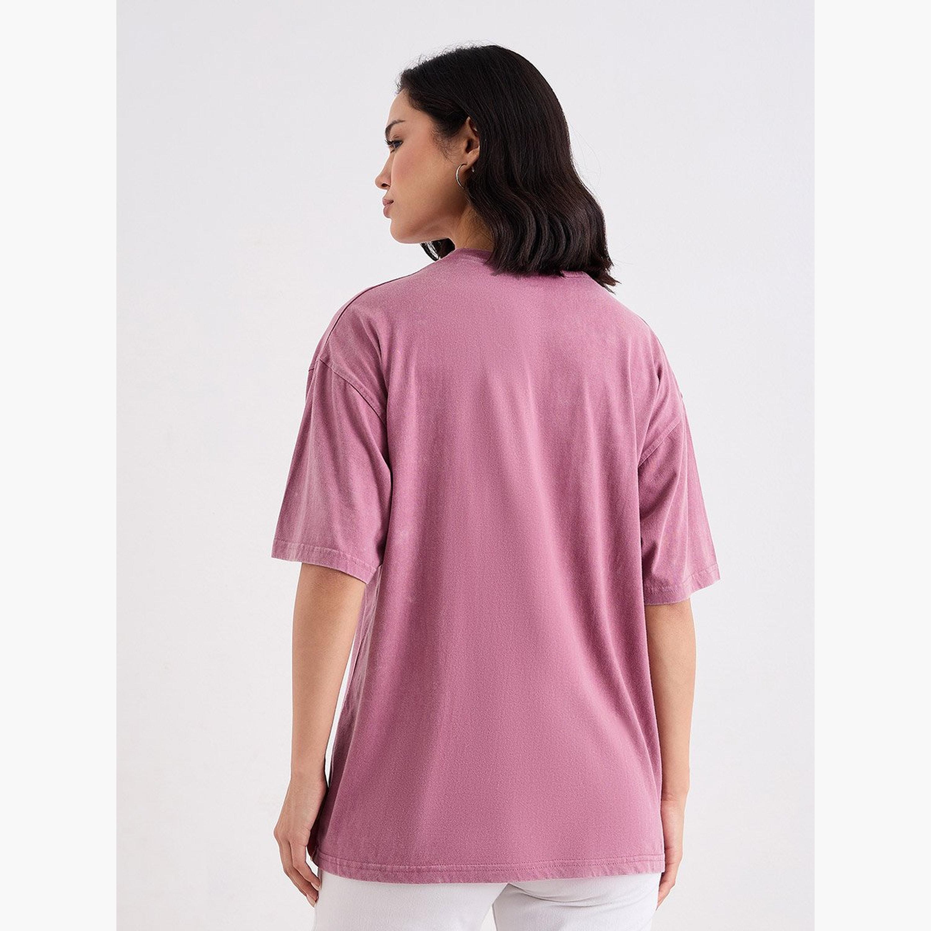 Styli Women Pink Acid Washed Oversized T-Shirt-women-clothing-tshirts-image-4