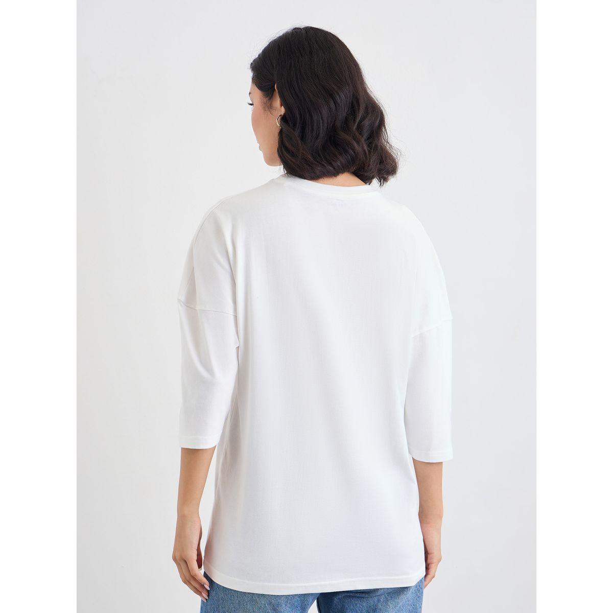 تيشيرت فضفاض بطبعة جرافيك وأكتاف مبالغ فيها-women-clothing-tshirts-image-4