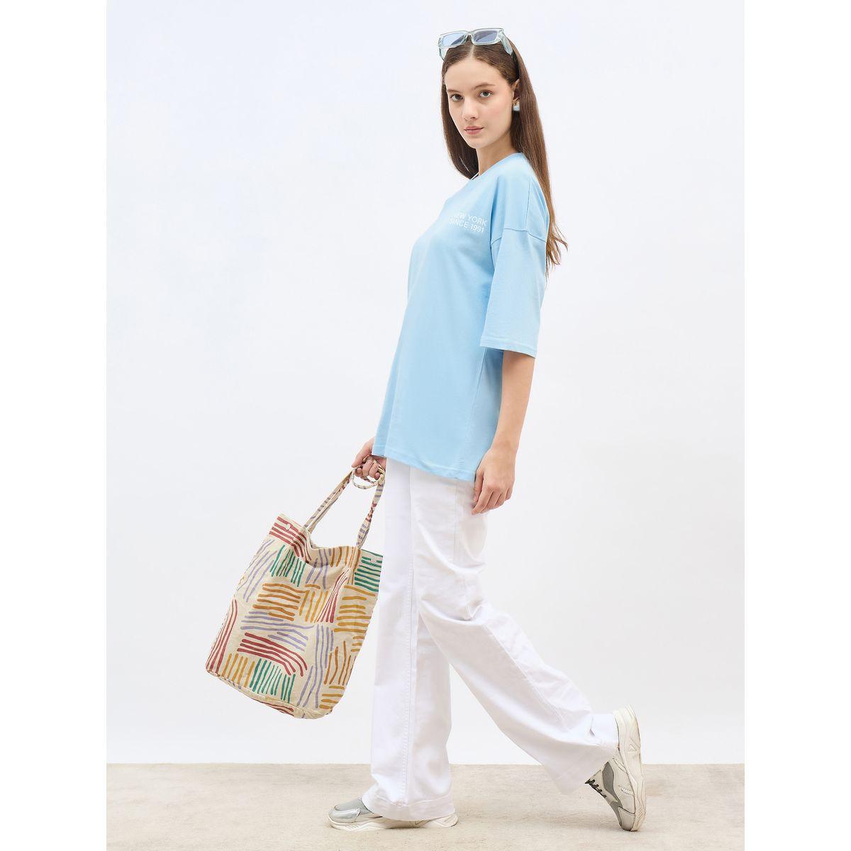 تيشيرت فضفاض بطبعة كتابة-women-clothing-tshirts-image-1