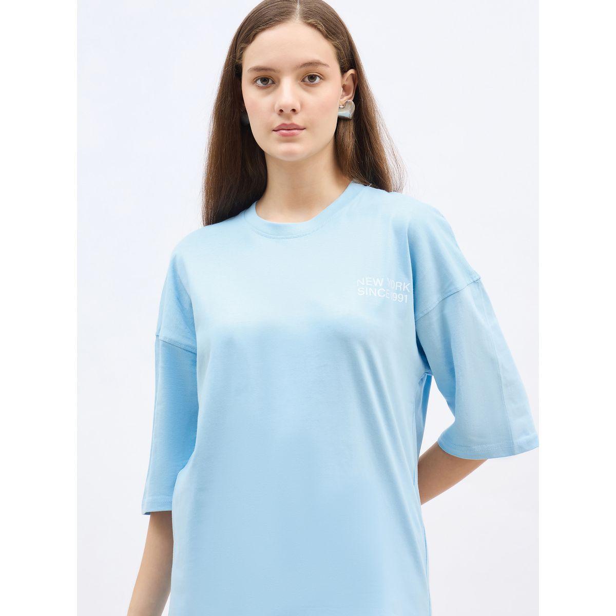 تيشيرت فضفاض بطبعة كتابة-women-clothing-tshirts-image-4