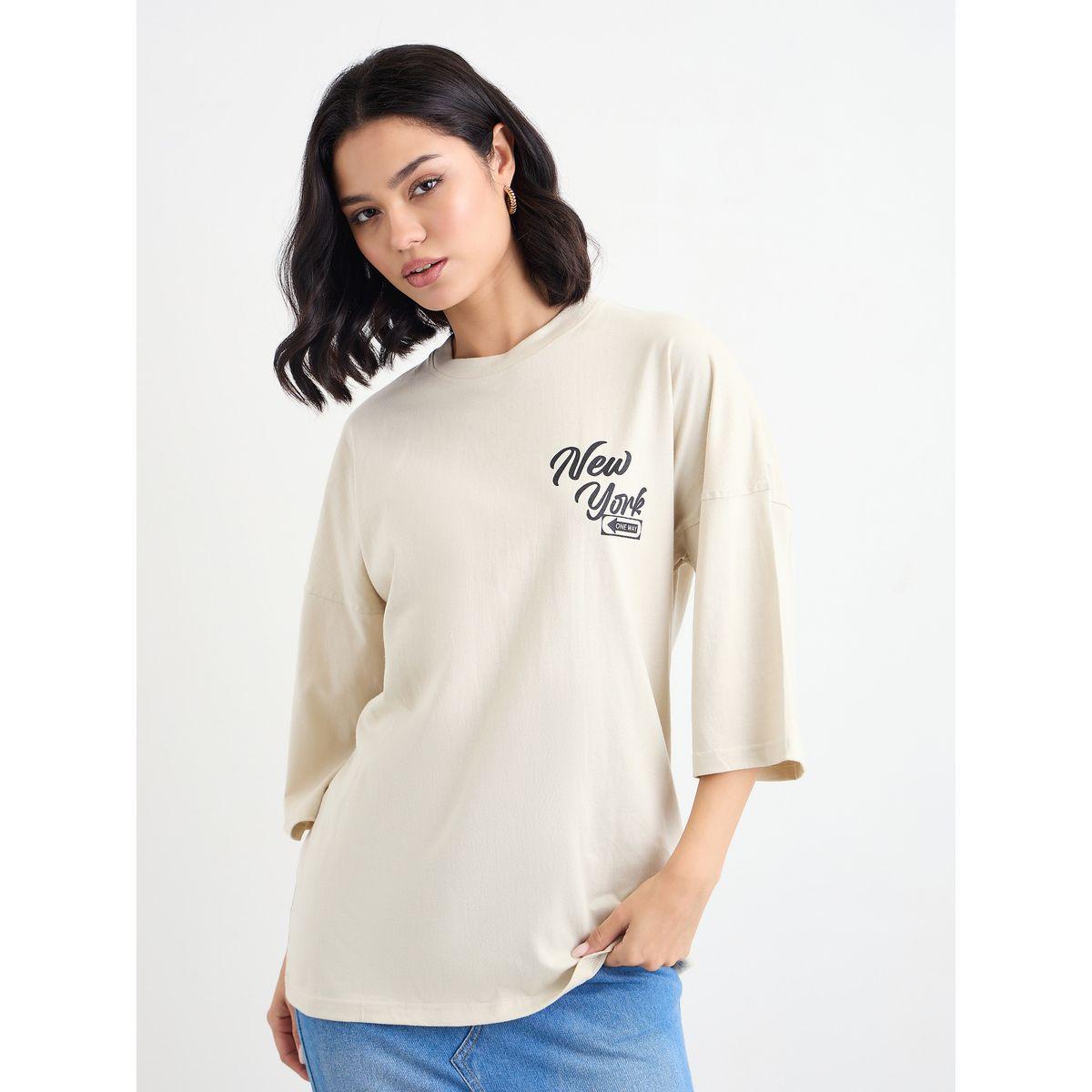 Styli Slogan Print Round Neck Oversized T-Shirt-women-clothing-tshirts-image-2