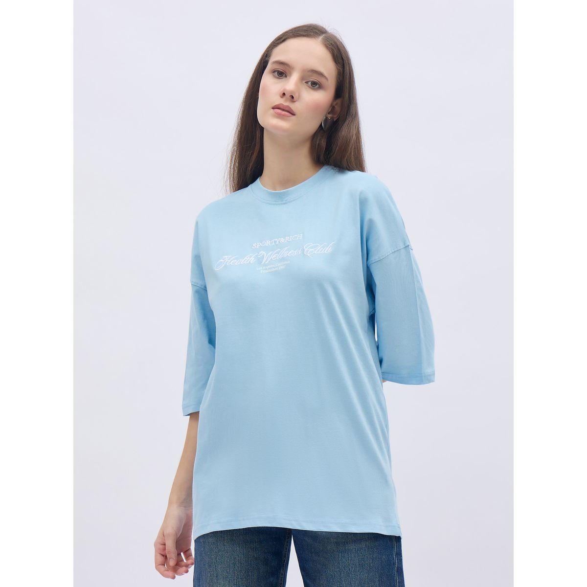 تيشيرت فضفاض بتفاصيل كتابة مُطرزة-women-clothing-tshirts-image-2