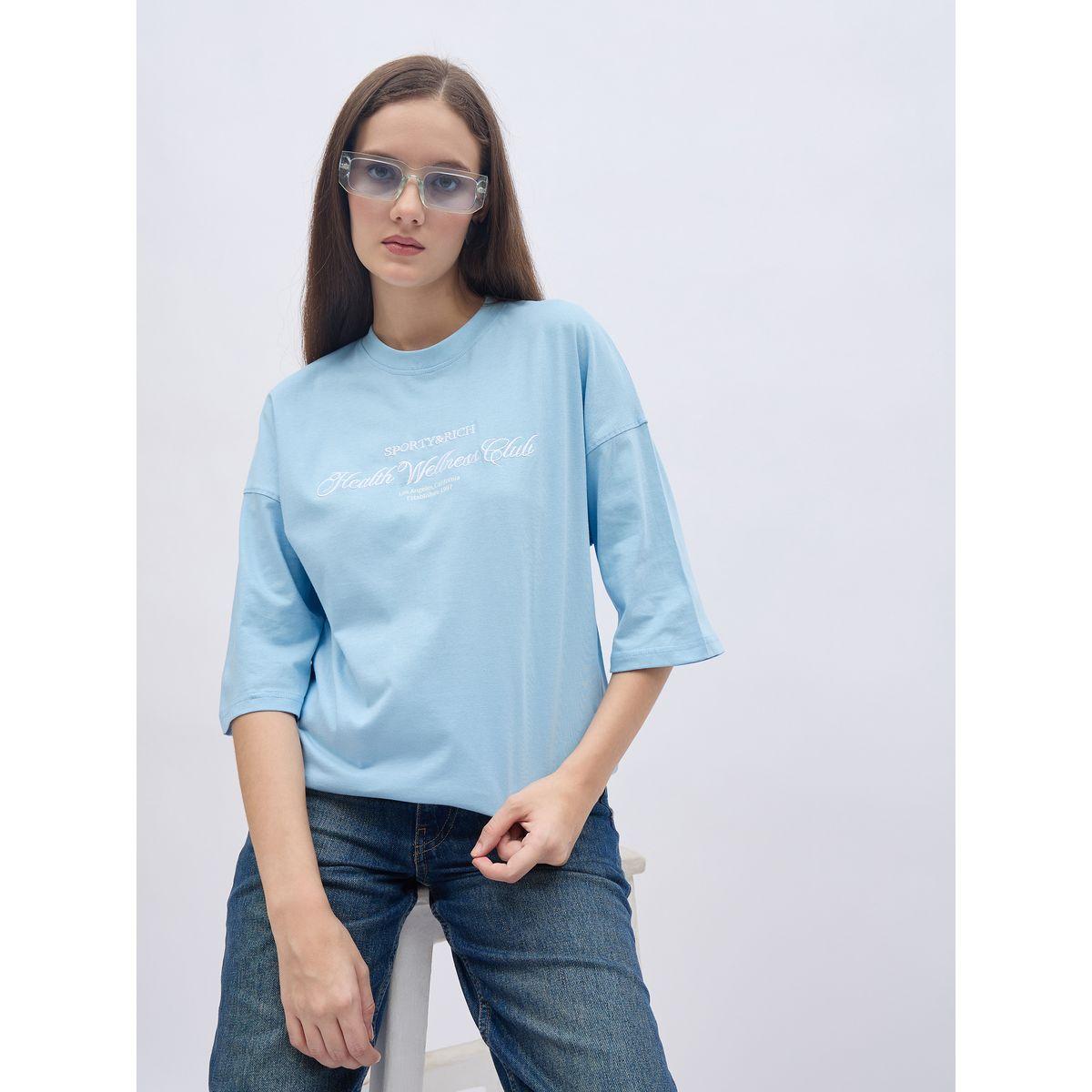 تيشيرت فضفاض بتفاصيل كتابة مُطرزة-women-clothing-tshirts-image-6