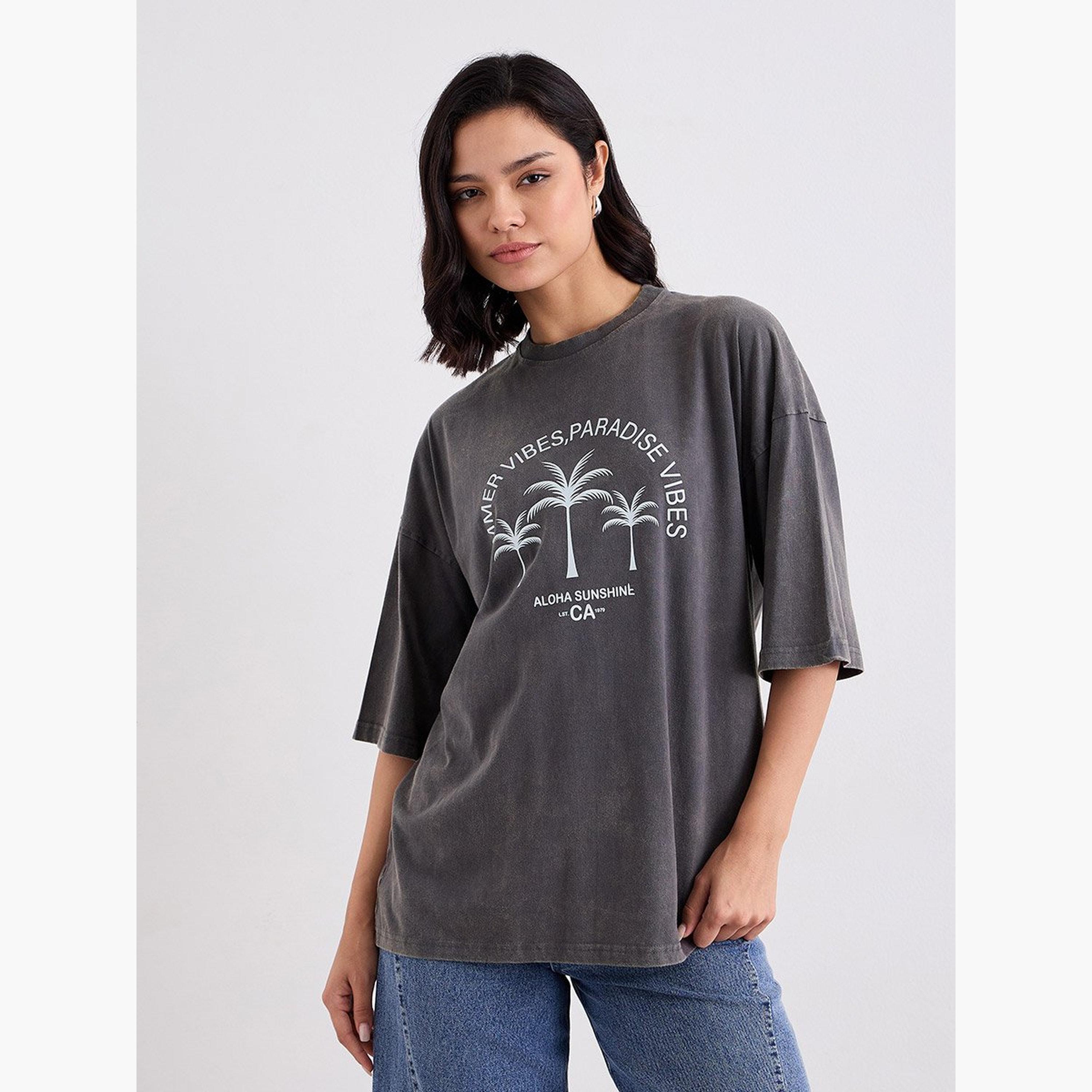 Styli Acid Washed Graphic Print Oversized T-Shirt-women-clothing-tshirts-image-1
