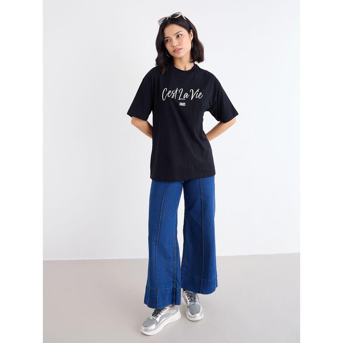 Styli Embroidered Slogan Short Sleeve Oversized T-Shirt-women-clothing-tshirts-image-1