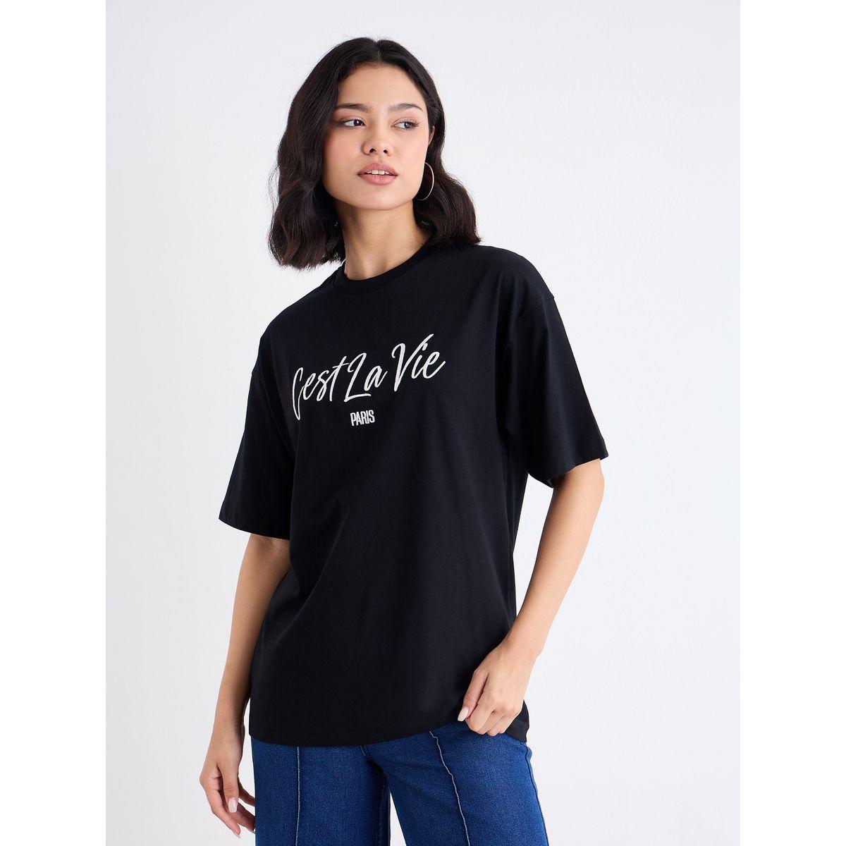 Styli Embroidered Slogan Short Sleeve Oversized T-Shirt-women-clothing-tshirts-image-2