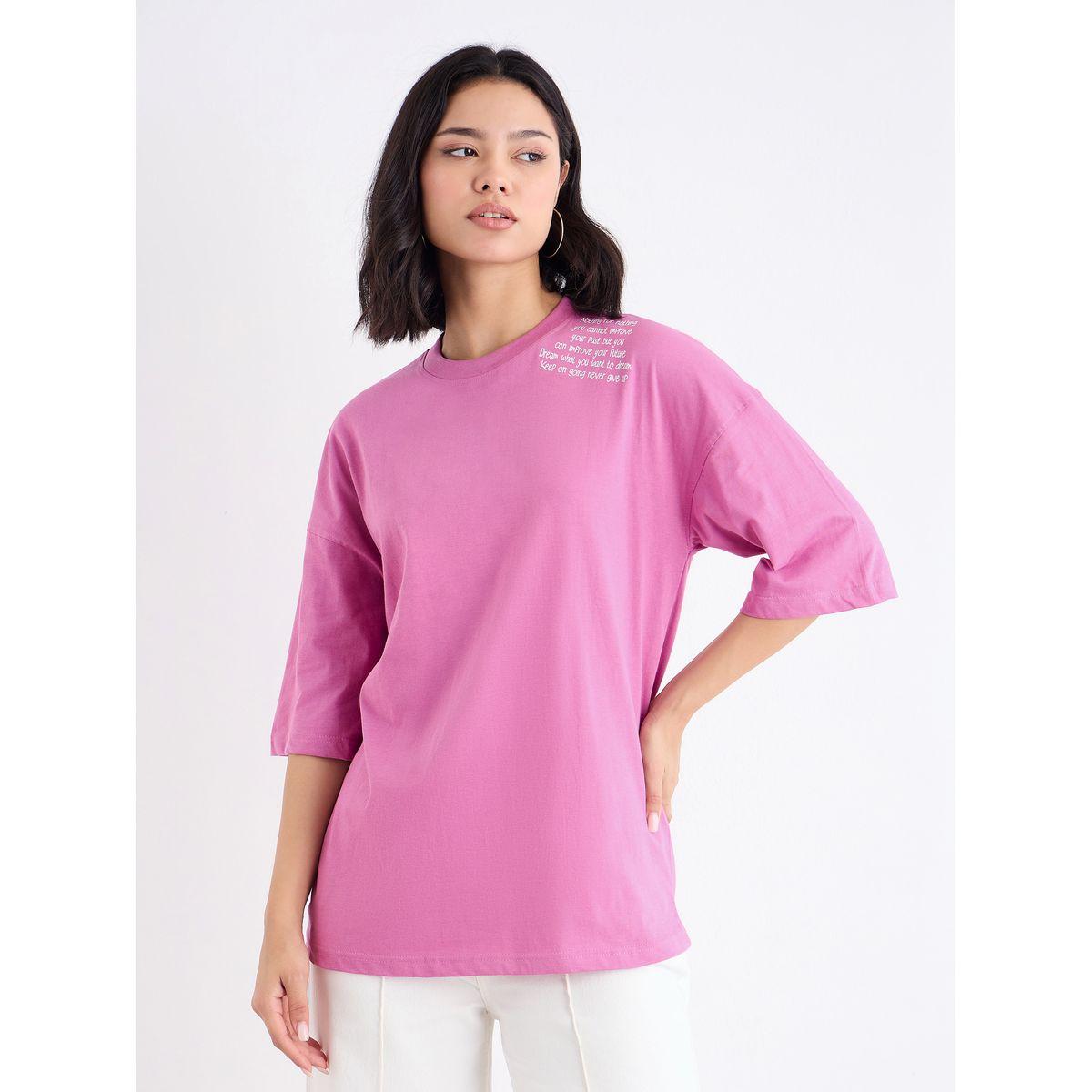 تيشيرت فضفاض بطبعة كتابة-women-clothing-tshirts-image-2