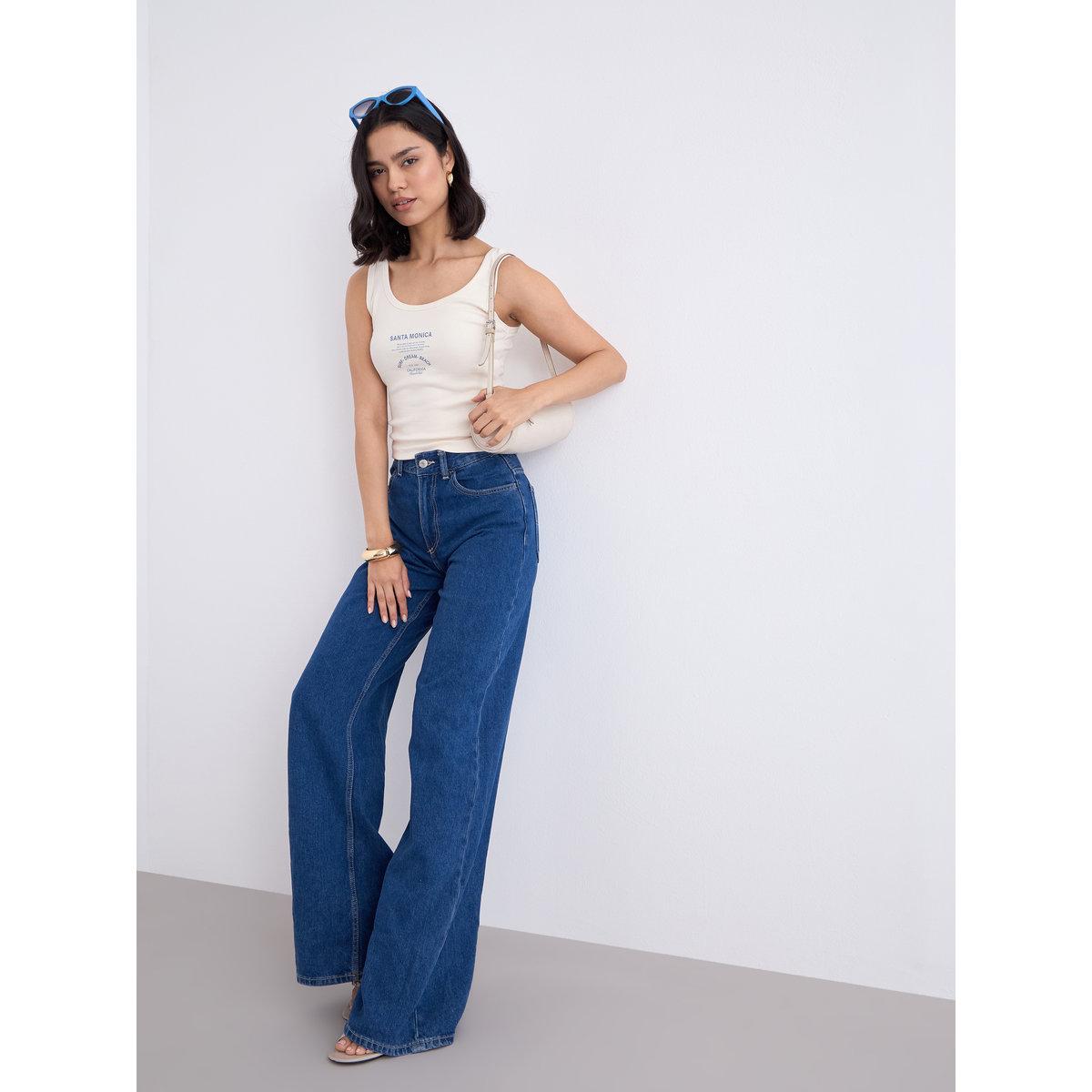 Styli Off White Fitted Ribbed Tank-women-clothing-tshirts-image-2